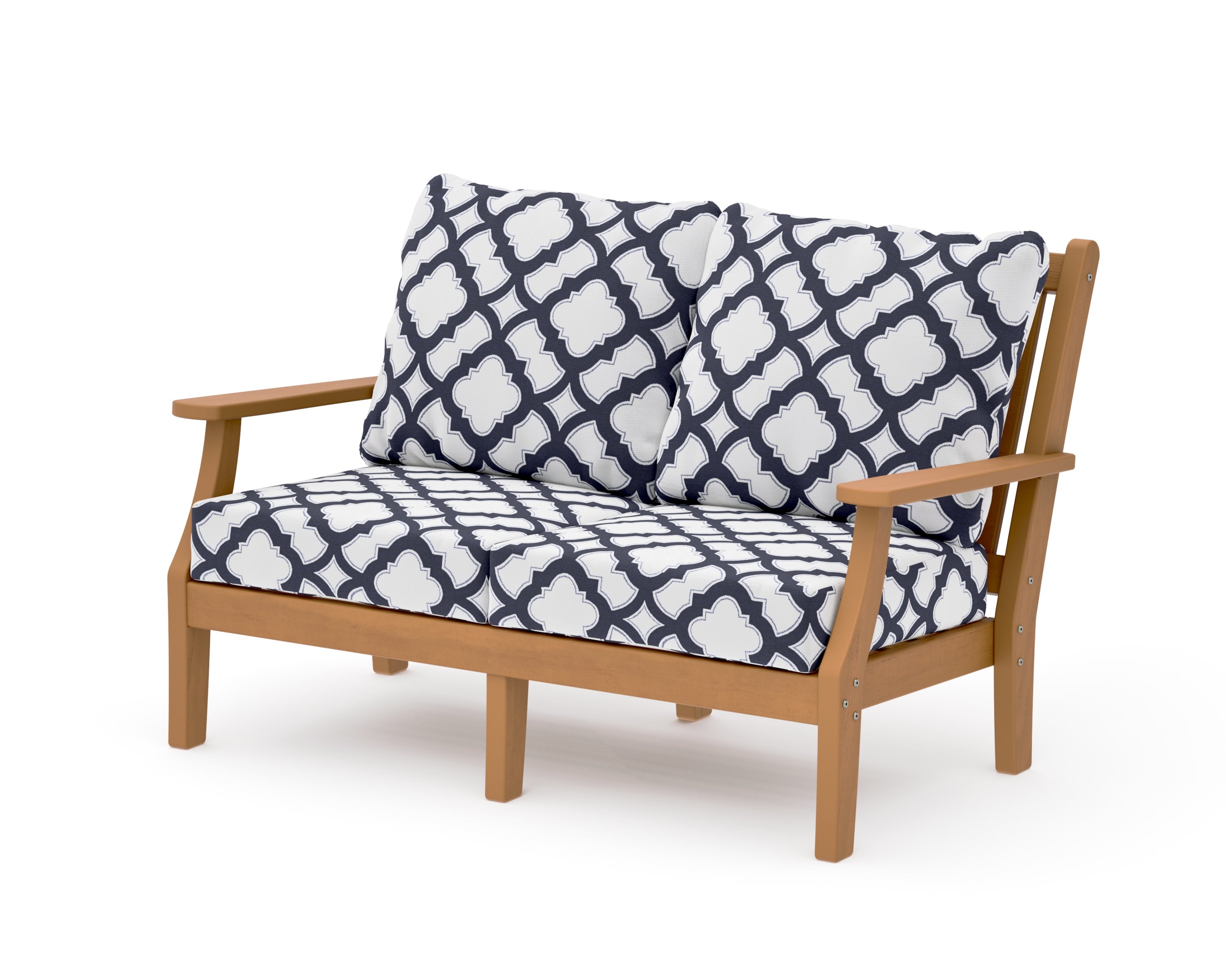 Wovendale Deep Seating Loveseat in Natural / Trellis Navy