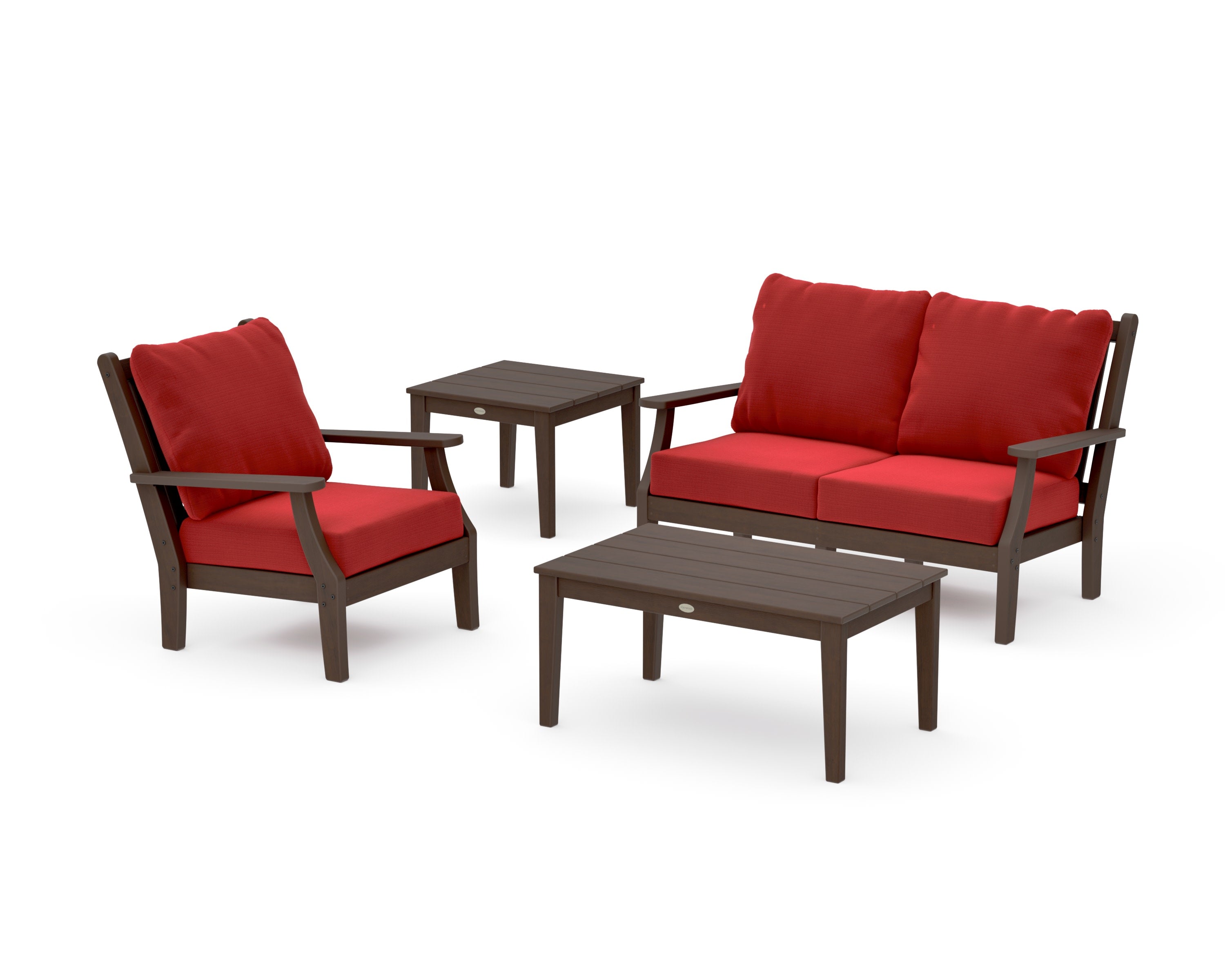 Wovendale 4-Piece Deep Seating Set in Kona / Crimson Linen