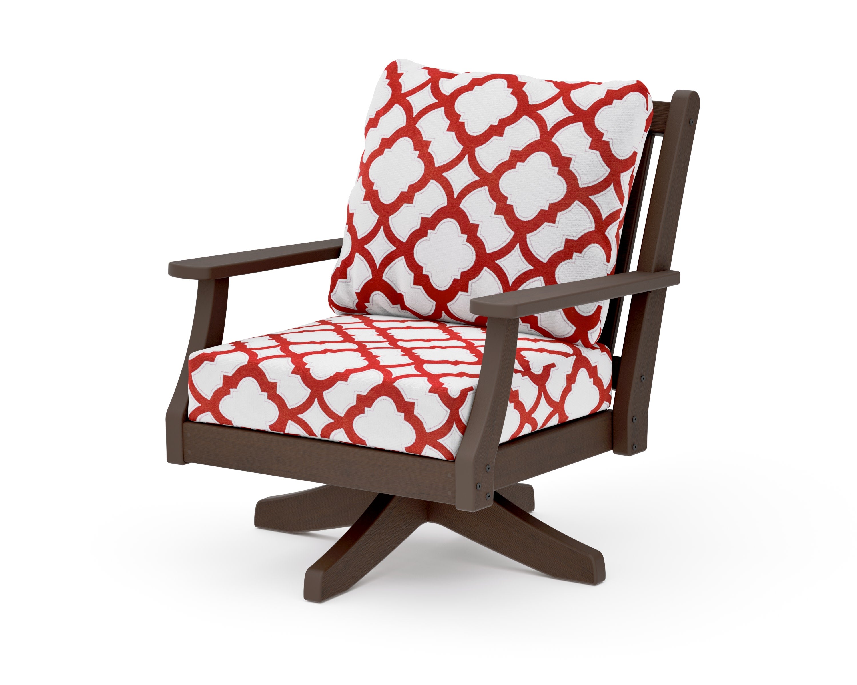 Wovendale Deep Seating Swivel Chair in Kona / Trellis Crimson