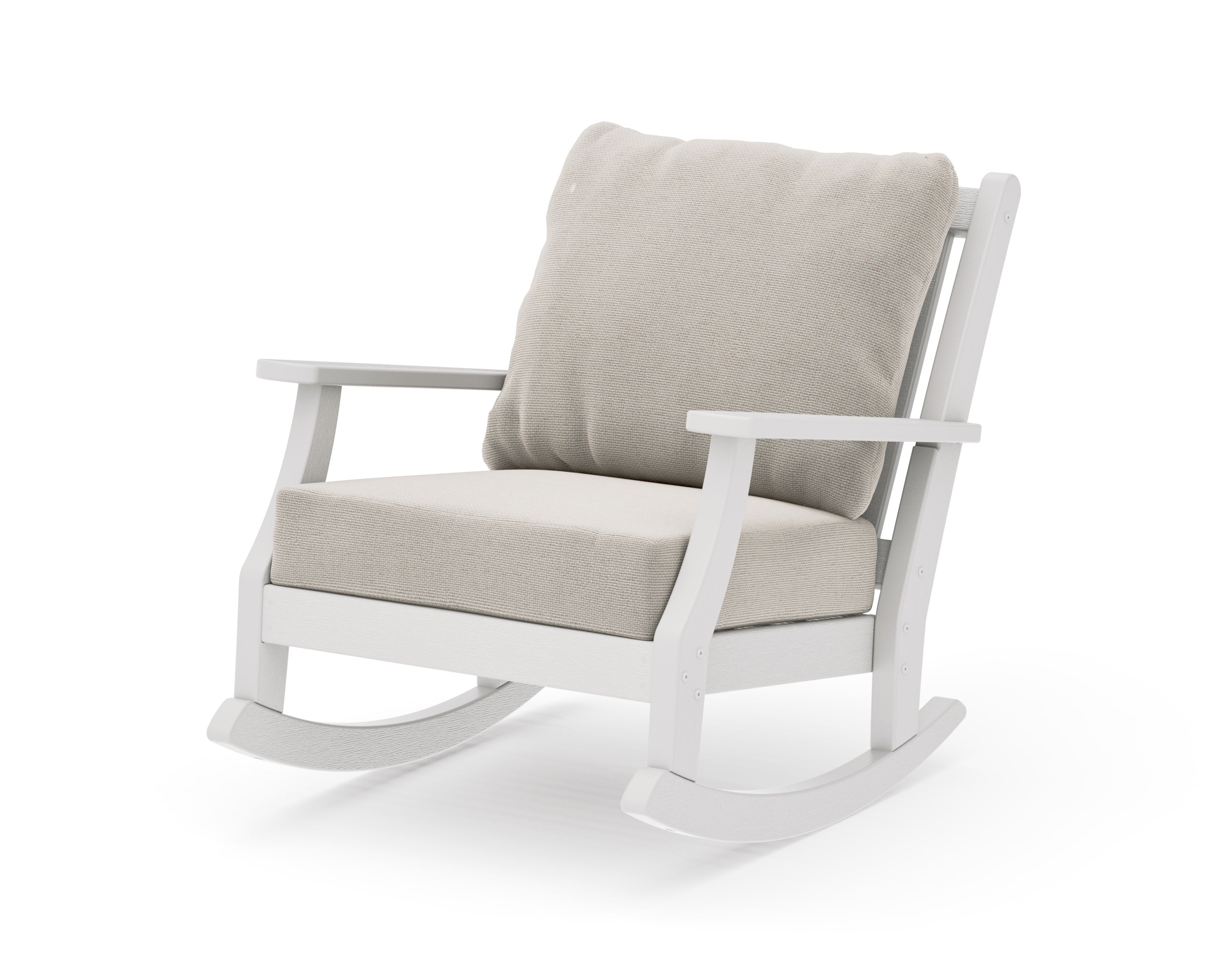 Wovendale Deep Seating Rocking Chair in Vintage White / Dune Burlap