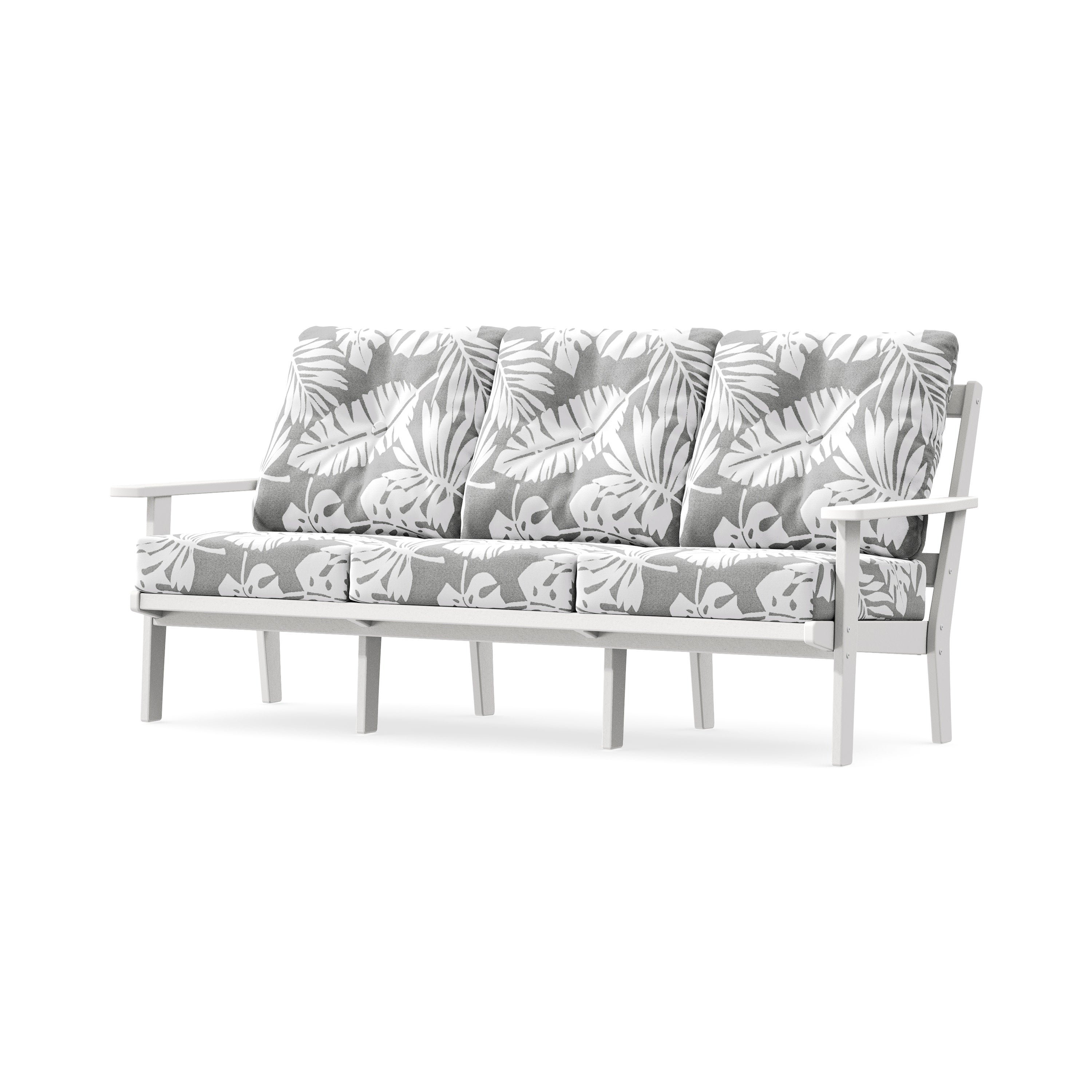 PrairieDeep Seating Sofa in White / Leaf Grey Mist
