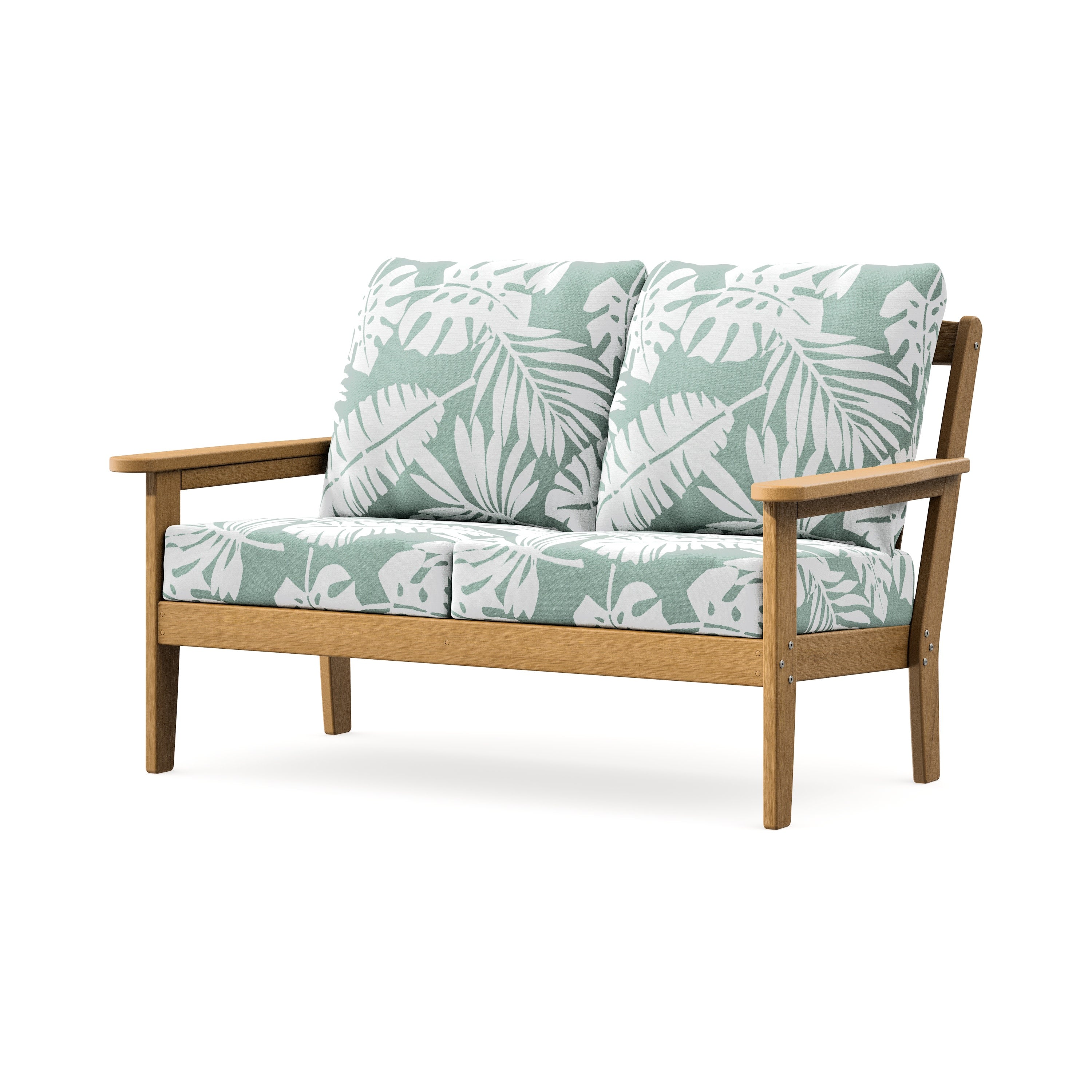Cottage Deep Seating Loveseat in Natural / Leaf Glacier Spa
