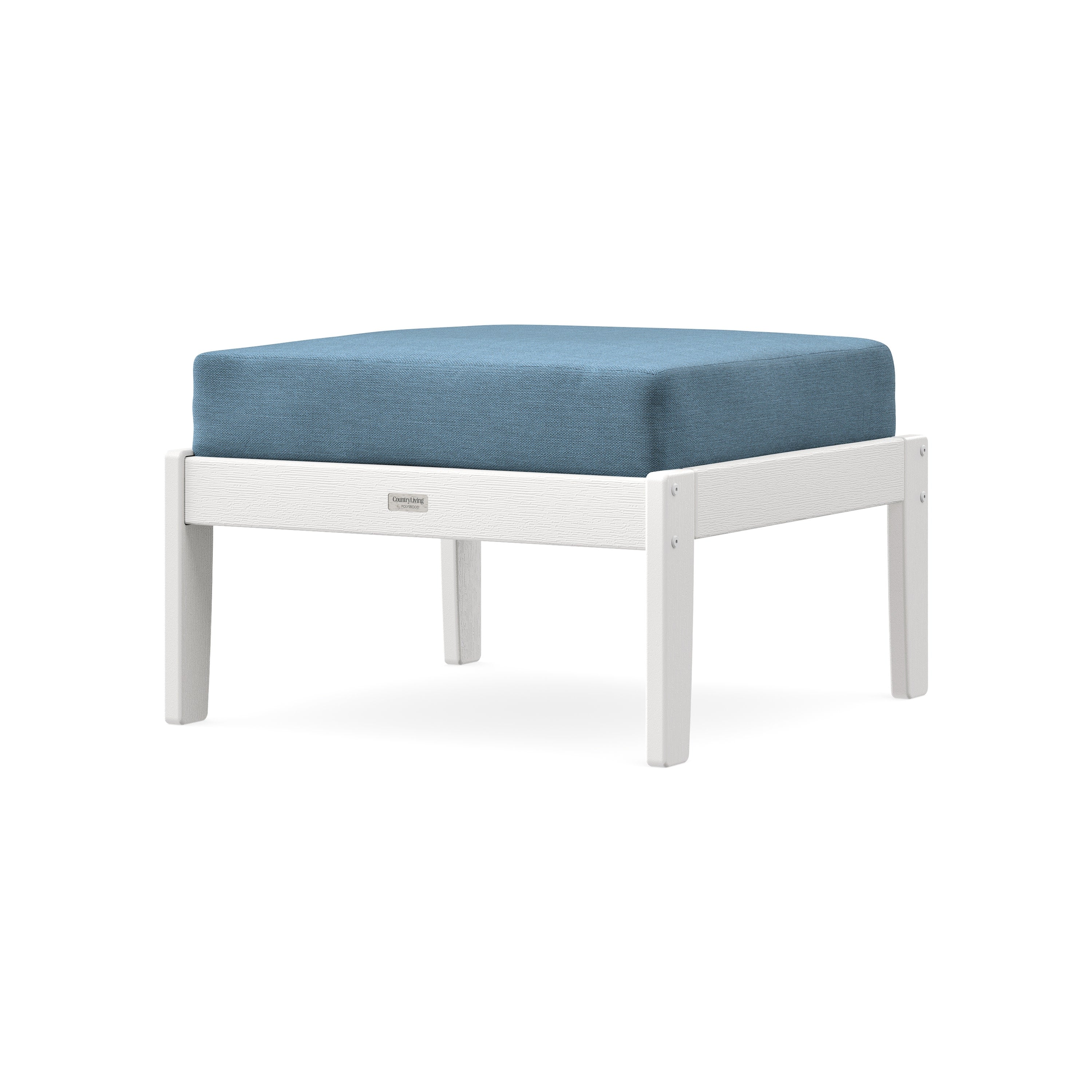 Cottage Deep Seating Ottoman in Vintage White / Sky Blue