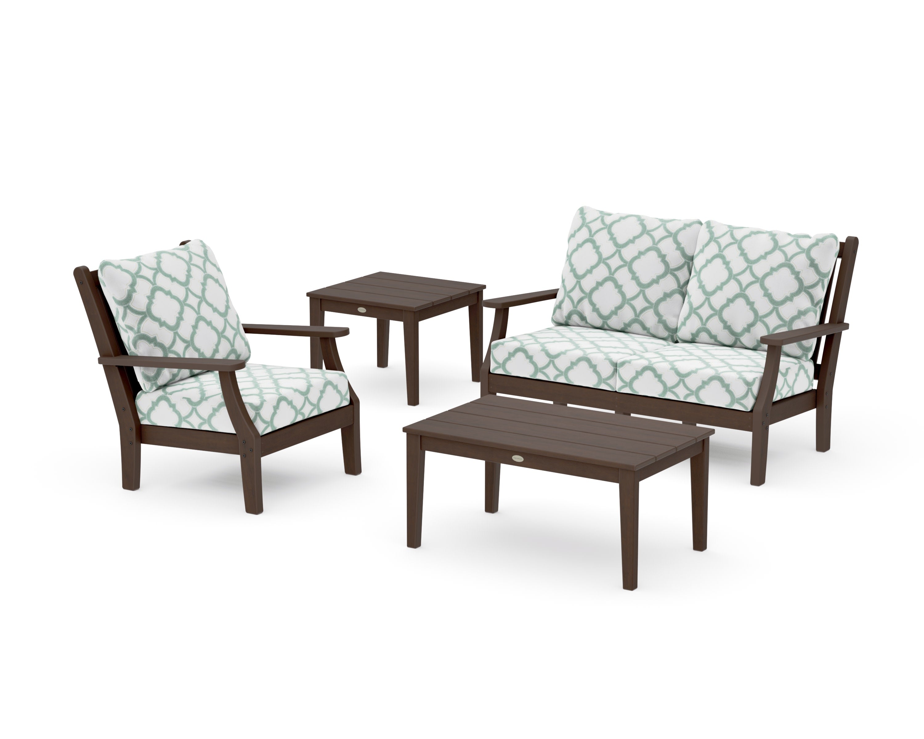 Wovendale 4-Piece Deep Seating Set in Kona / Trellis Glacier Spa