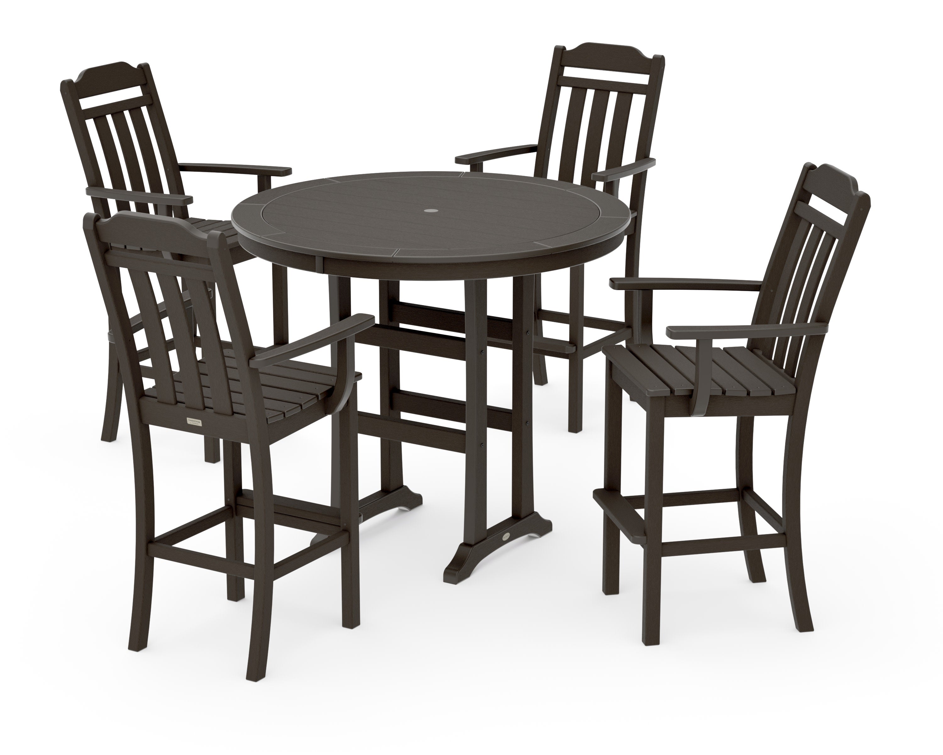 Cottage 5-Piece Round Bar Set in Vintage Coffee