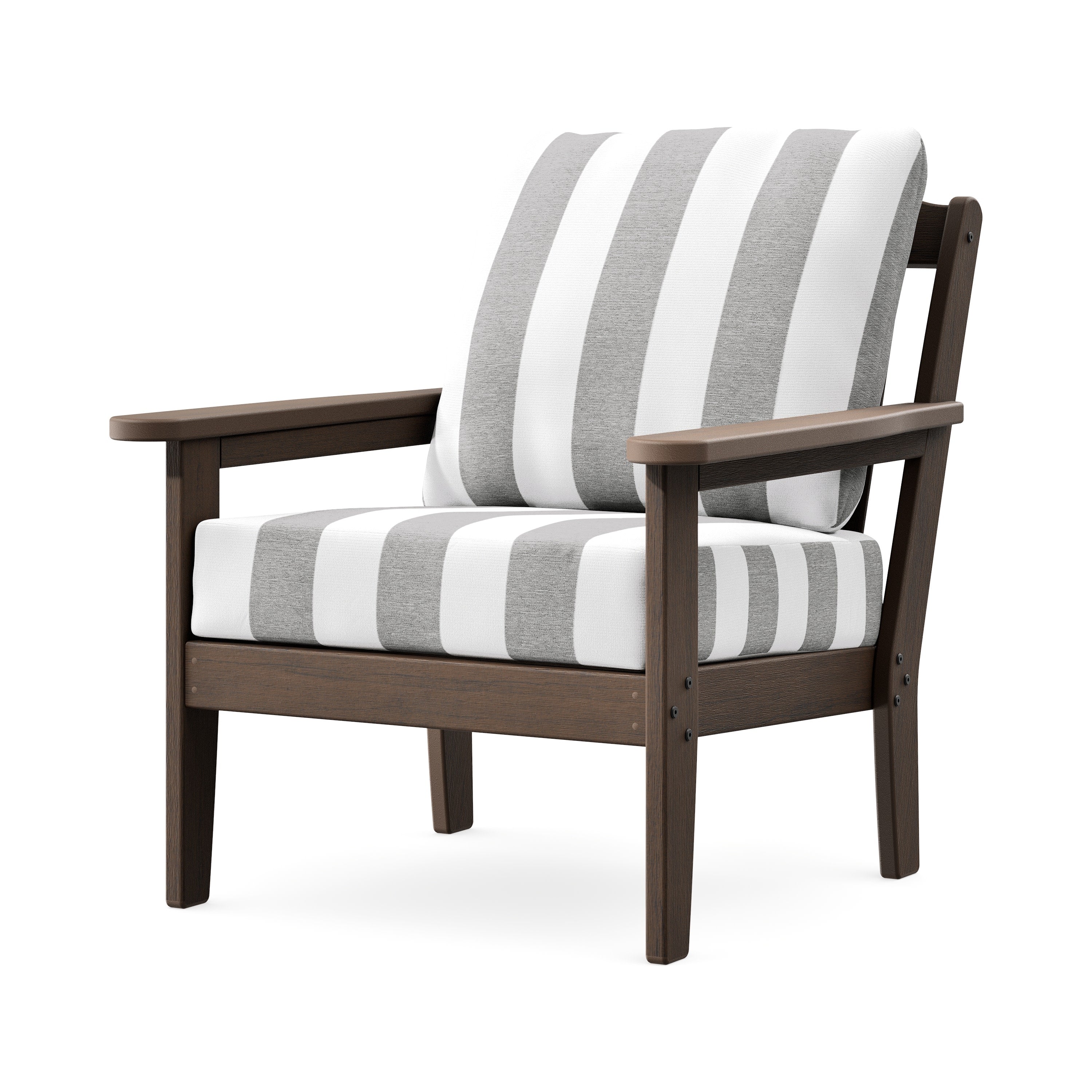 Cottage Deep Seating Chair in Kona / Cabana Stripe Grey Mist