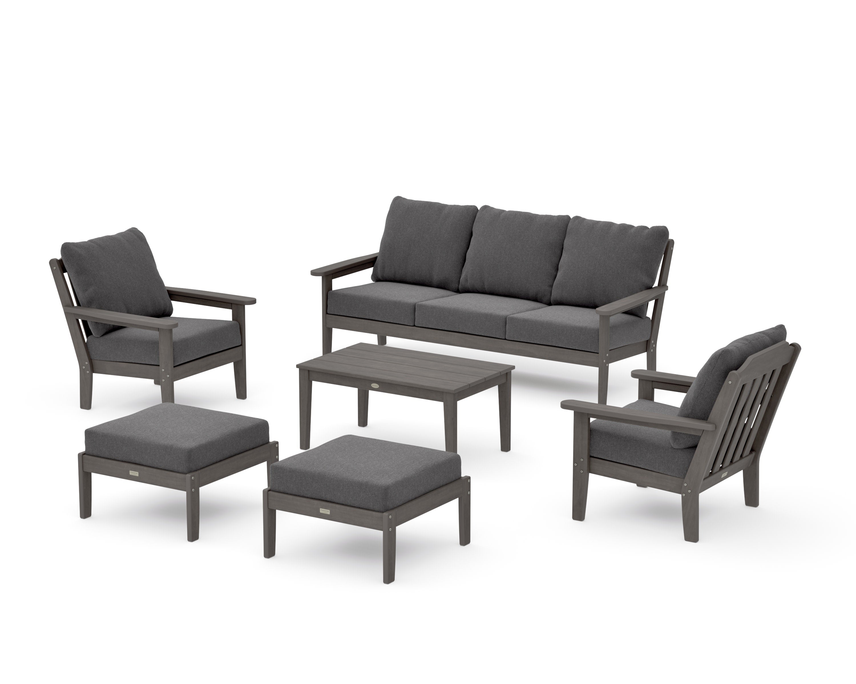 Cottage 6-Piece Lounge Sofa Set in Driftwood / Ash Charcoal