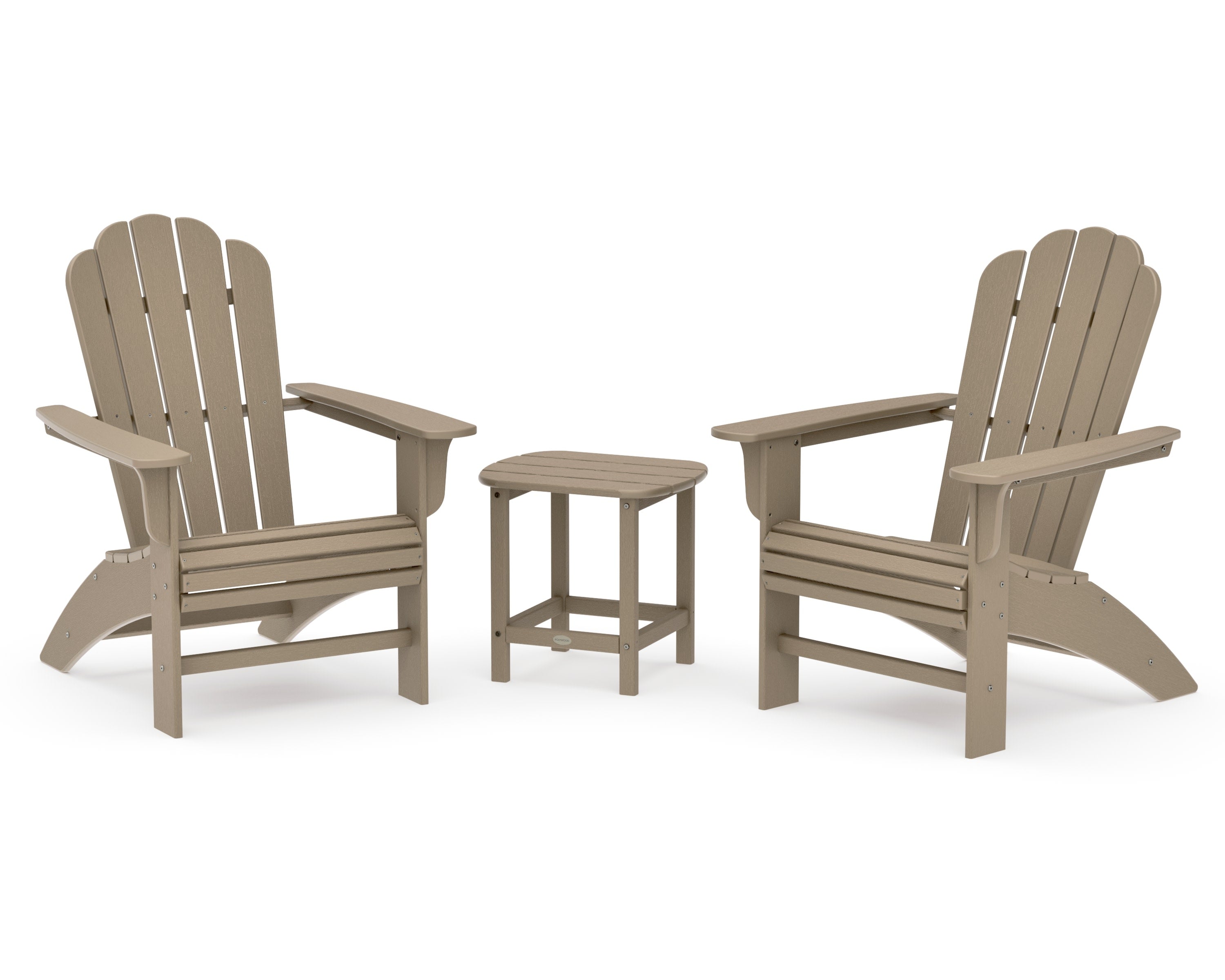 Cottage Curveback Adirondack Chair 3-Piece Set in Vintage Sahara