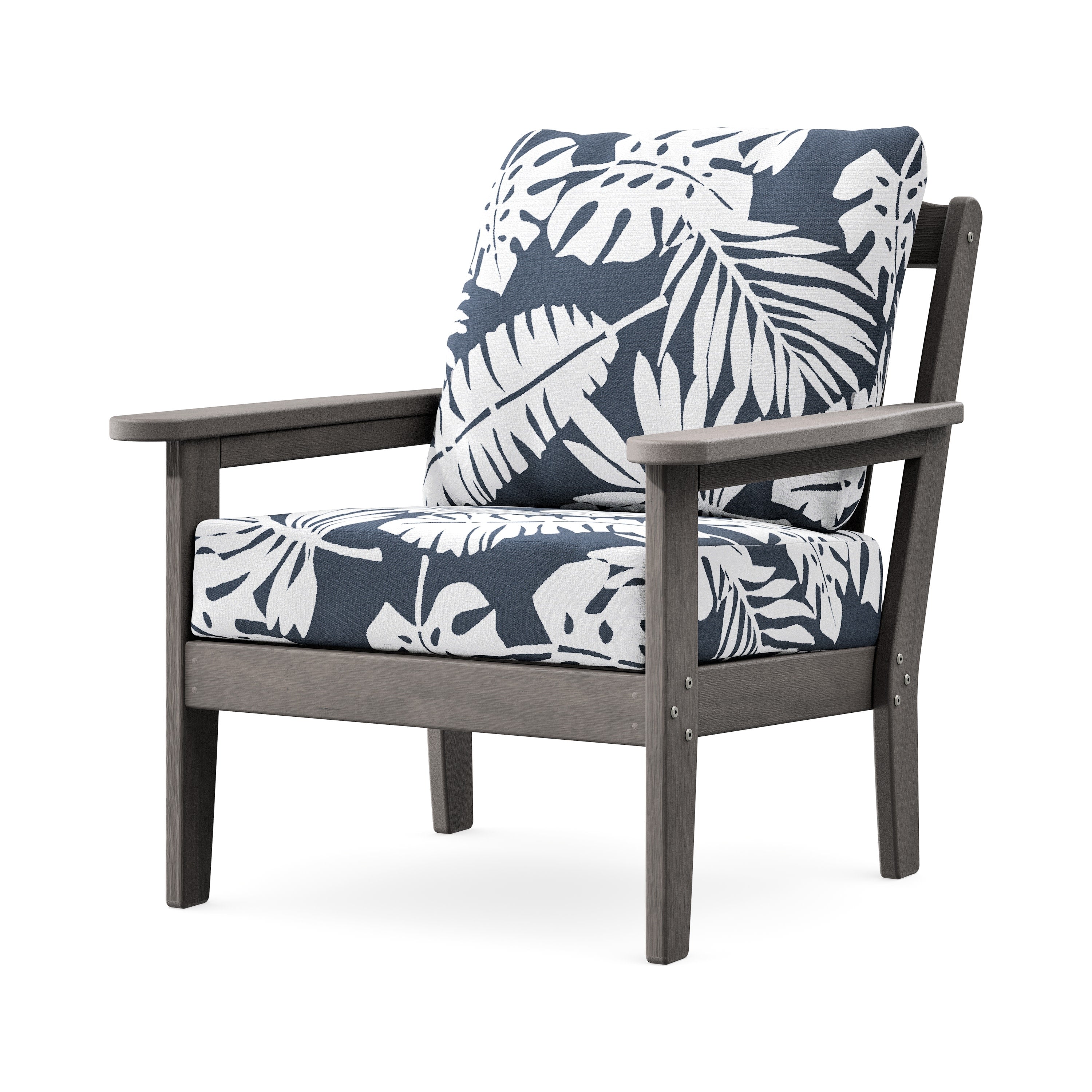 Cottage Deep Seating Chair in Driftwood / Leaf Marine Indigo