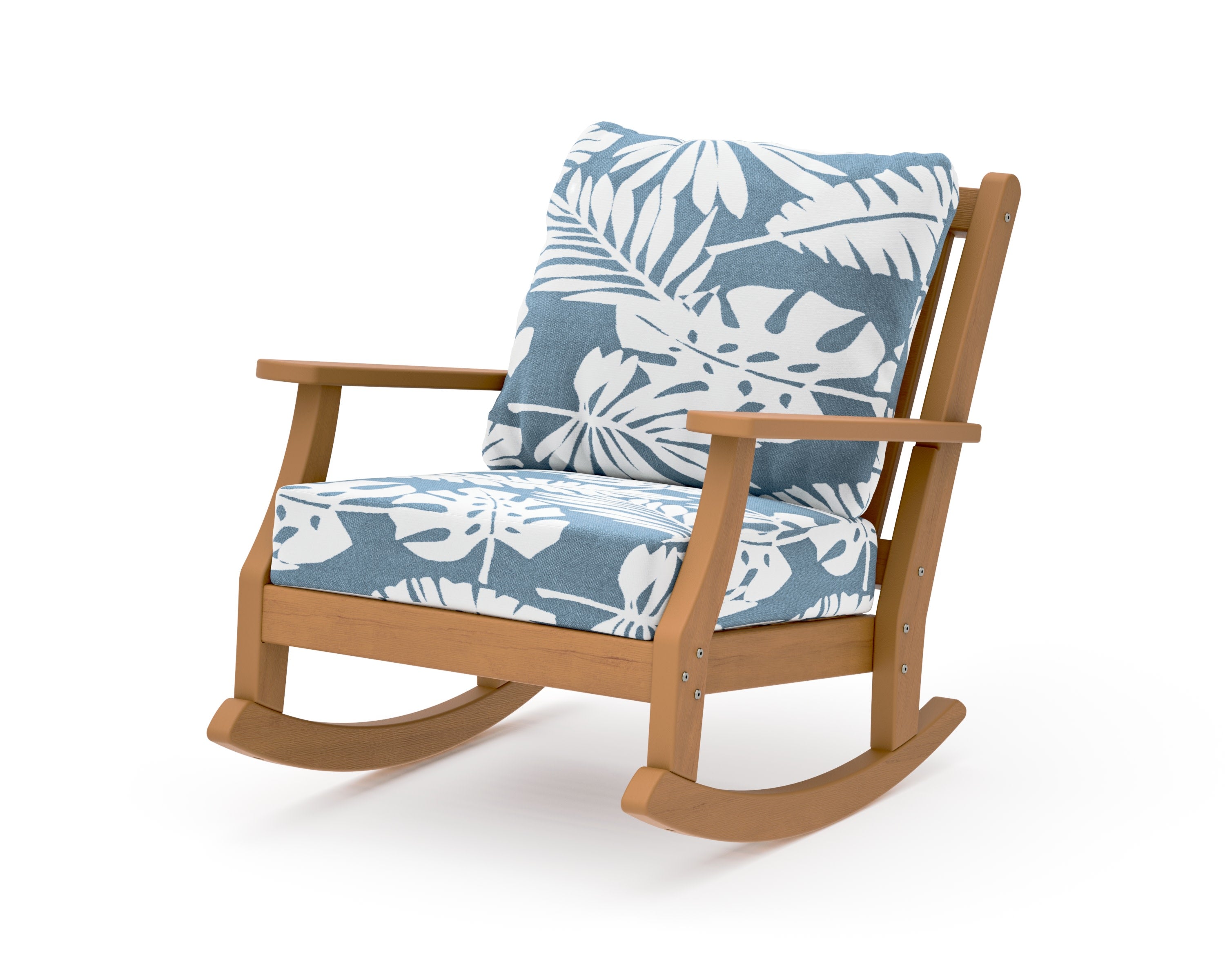 Wovendale Deep Seating Rocking Chair in Natural / Leaf Sky Blue