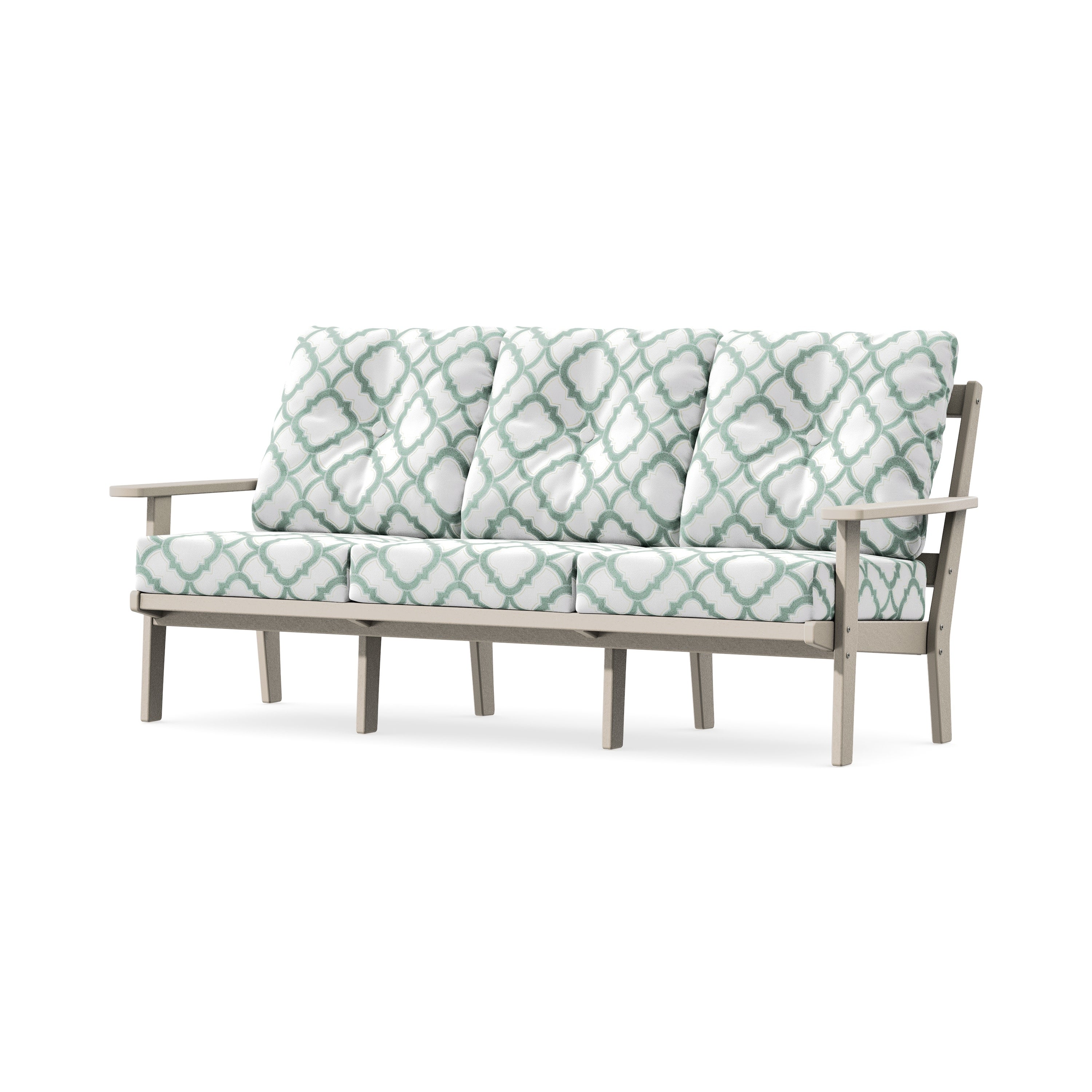 PrairieDeep Seating Sofa in Sand / Trellis Glacier Spa