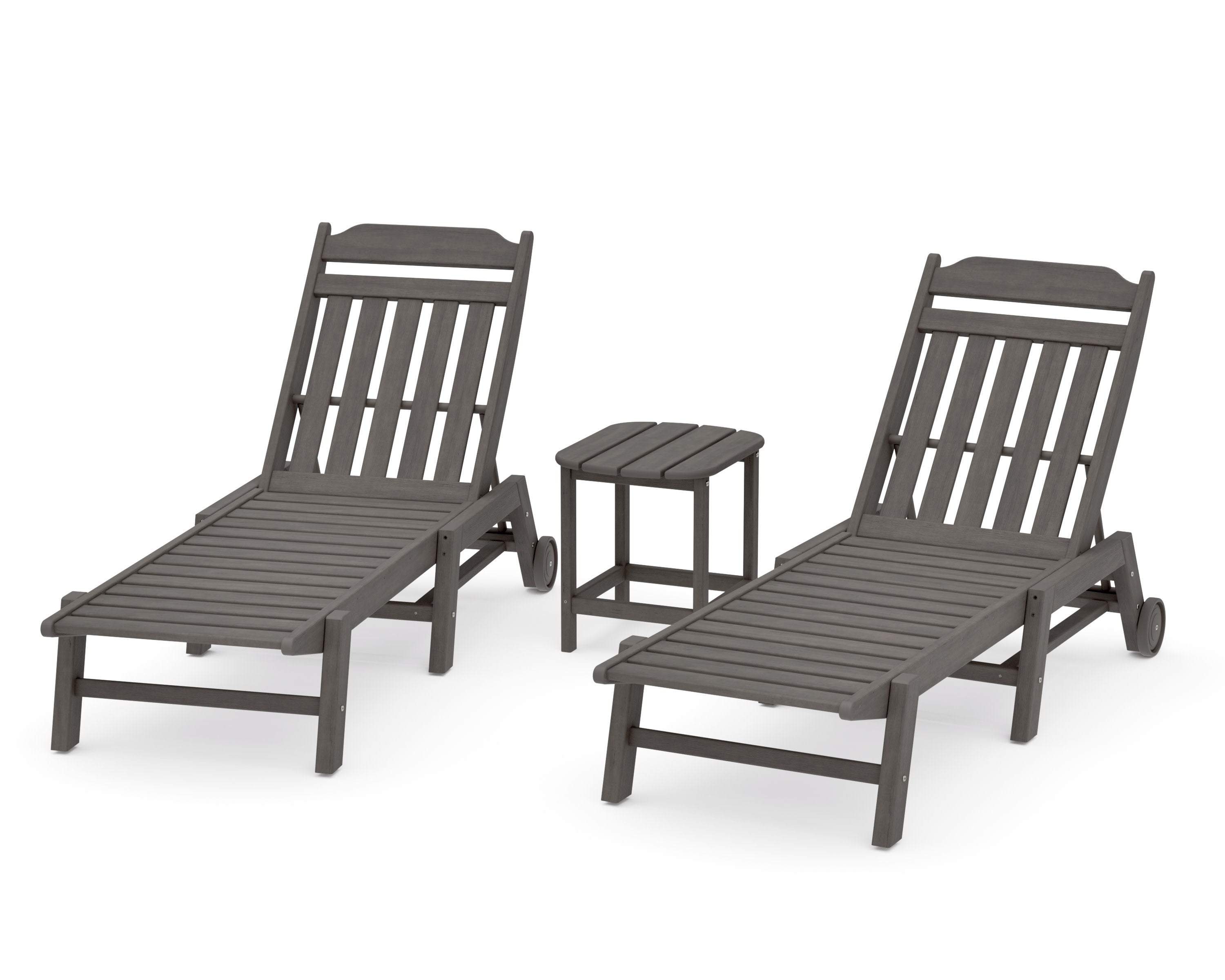 Cottage 3-Piece Chaise Set with Wheels in Driftwood