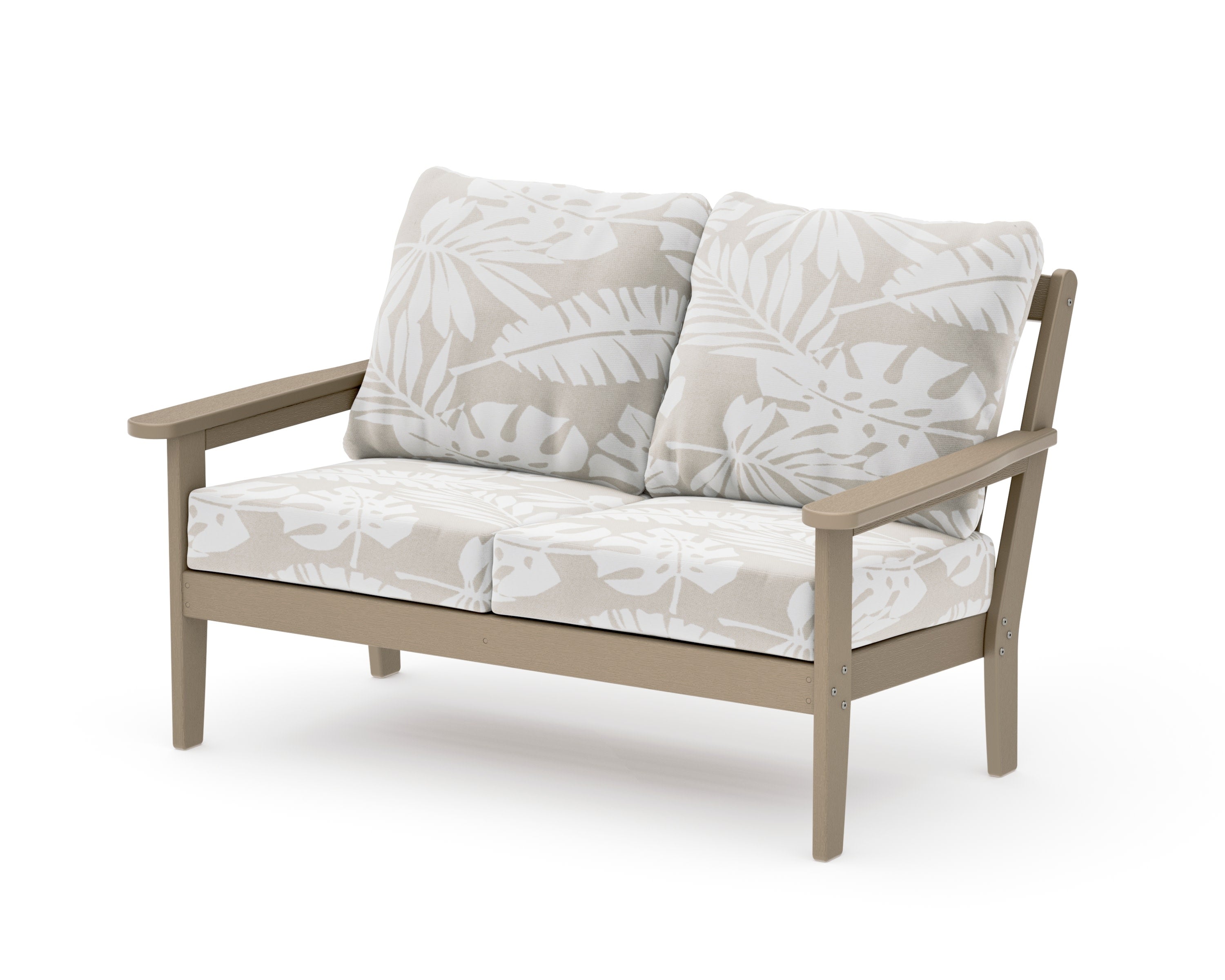 Cottage Deep Seating Loveseat in Vintage Sahara / Leaf Dune Burlap