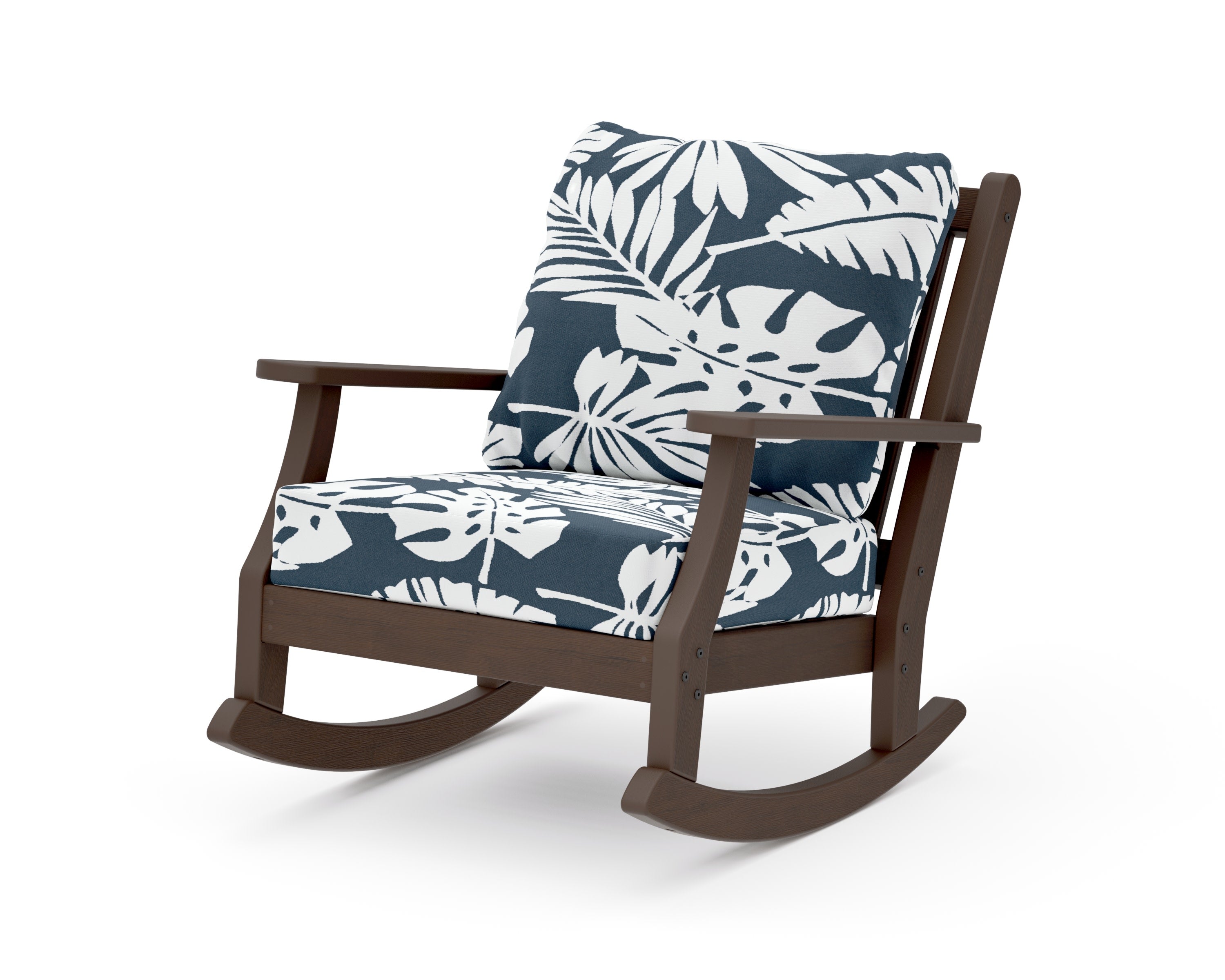 Wovendale Deep Seating Rocking Chair in Kona / Leaf Marine Indigo