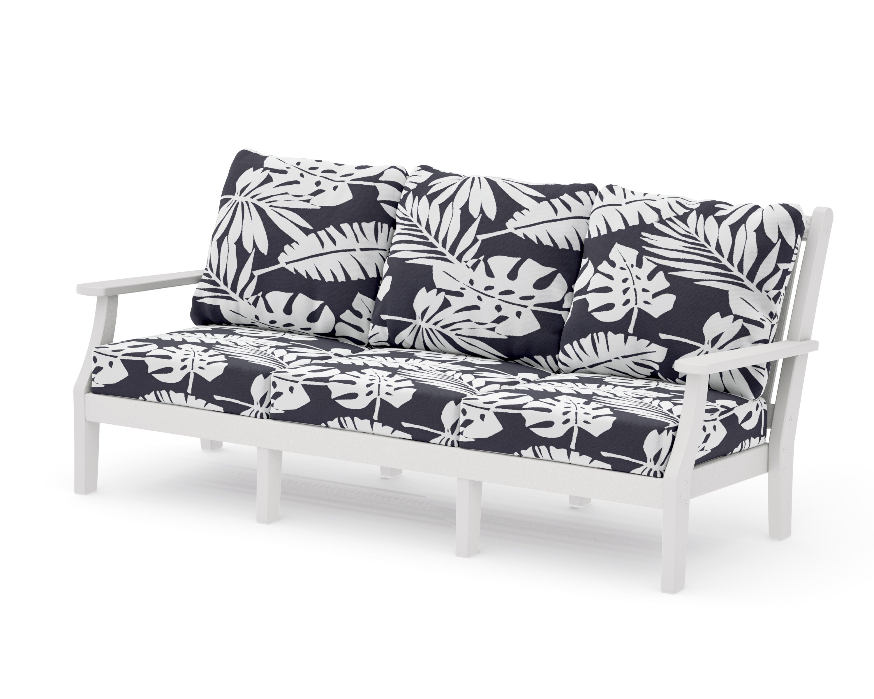 Wovendale Deep Seating Sofa in Vintage White / Leaf Navy