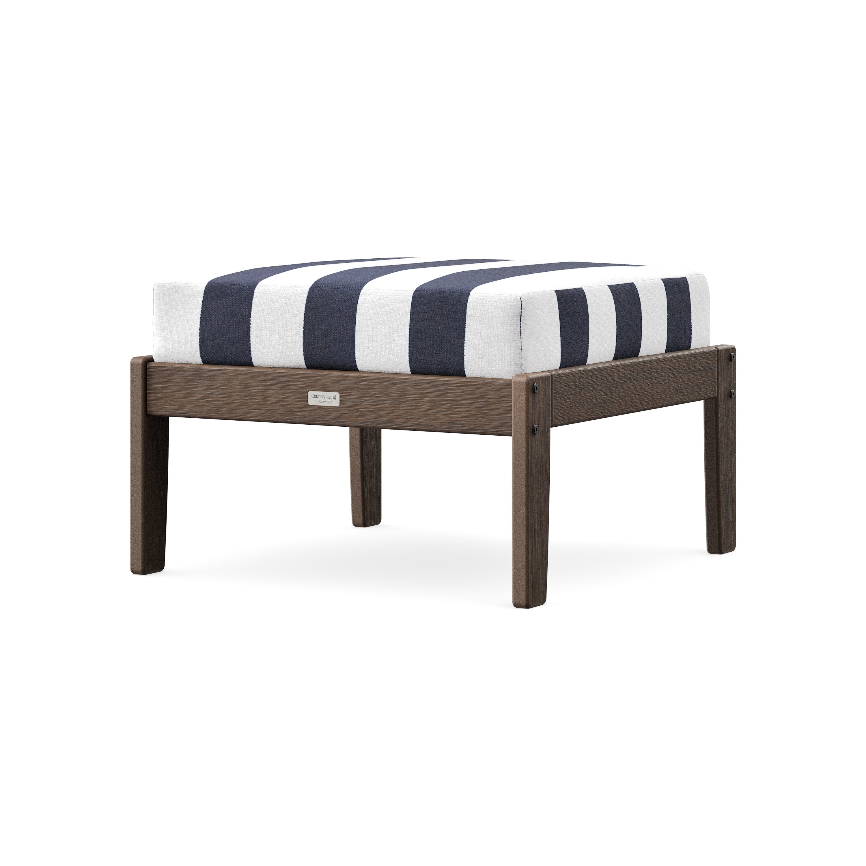 Cottage Deep Seating Ottoman in Kona / Cabana Stripe Navy