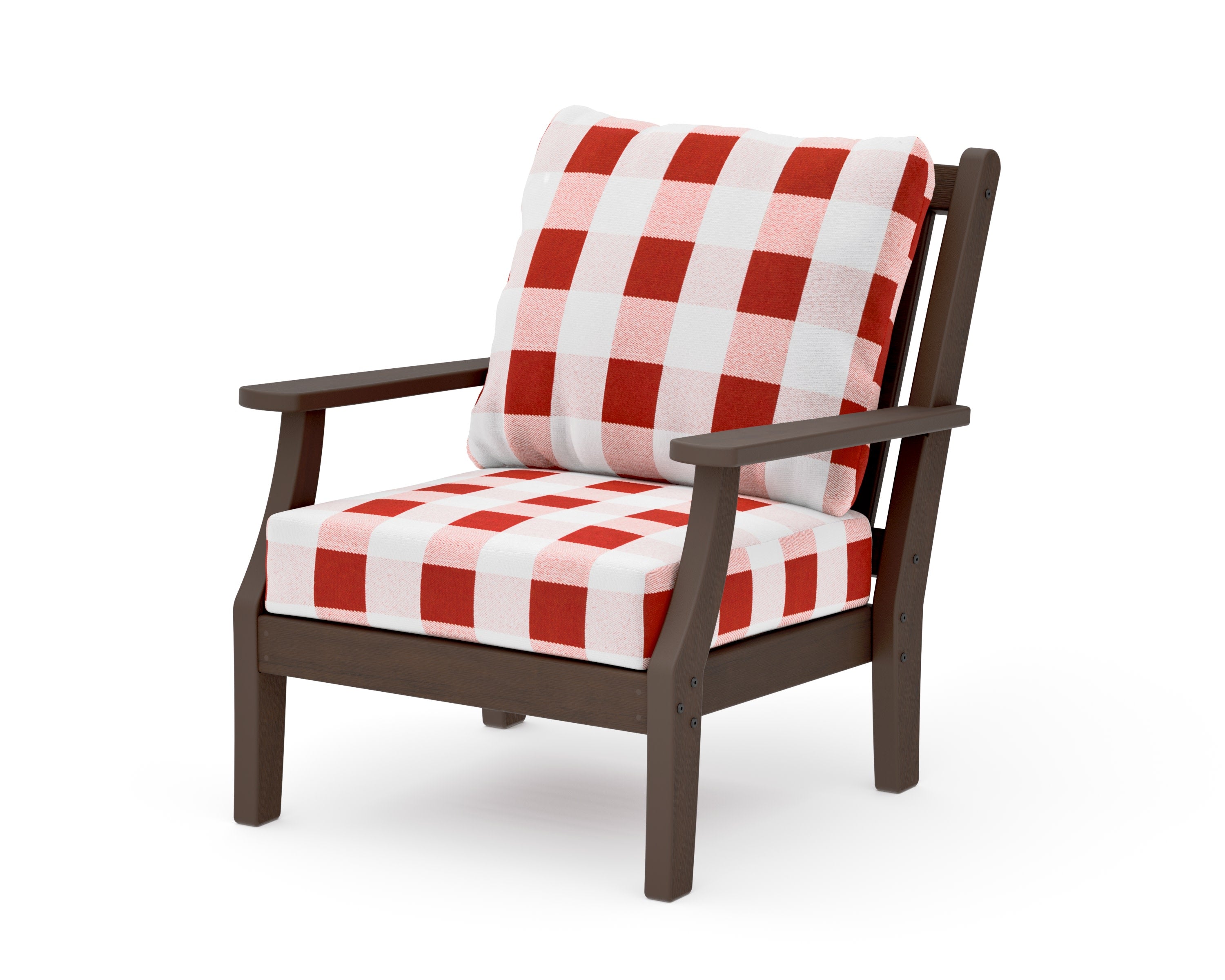Wovendale Deep Seating Chair in Kona / Buffalo Plaid Crimson
