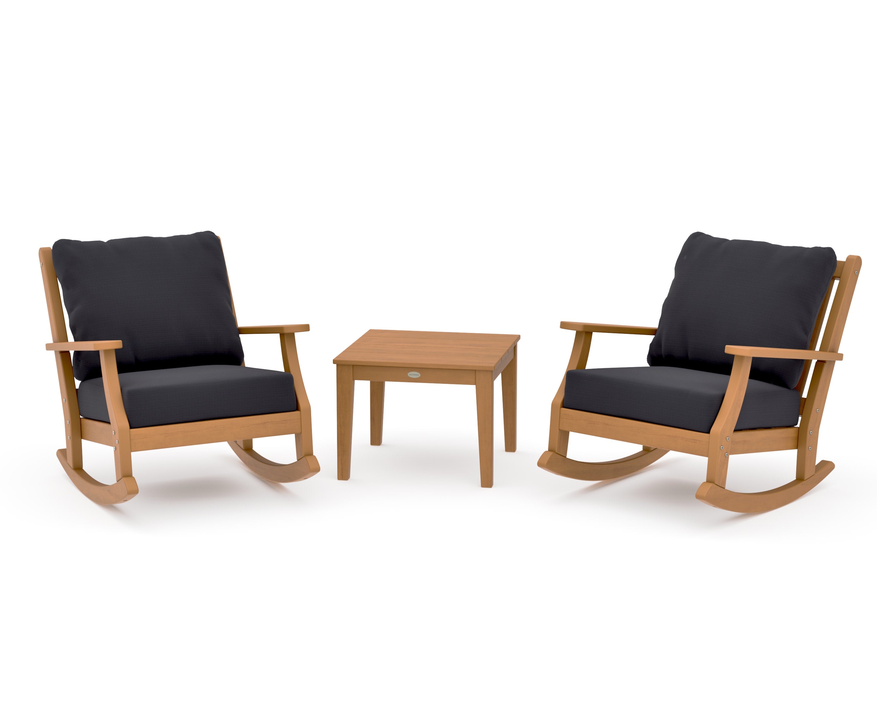 Wovendale 3-Piece Deep Seating Rocker Set in Natural / Midnight Linen