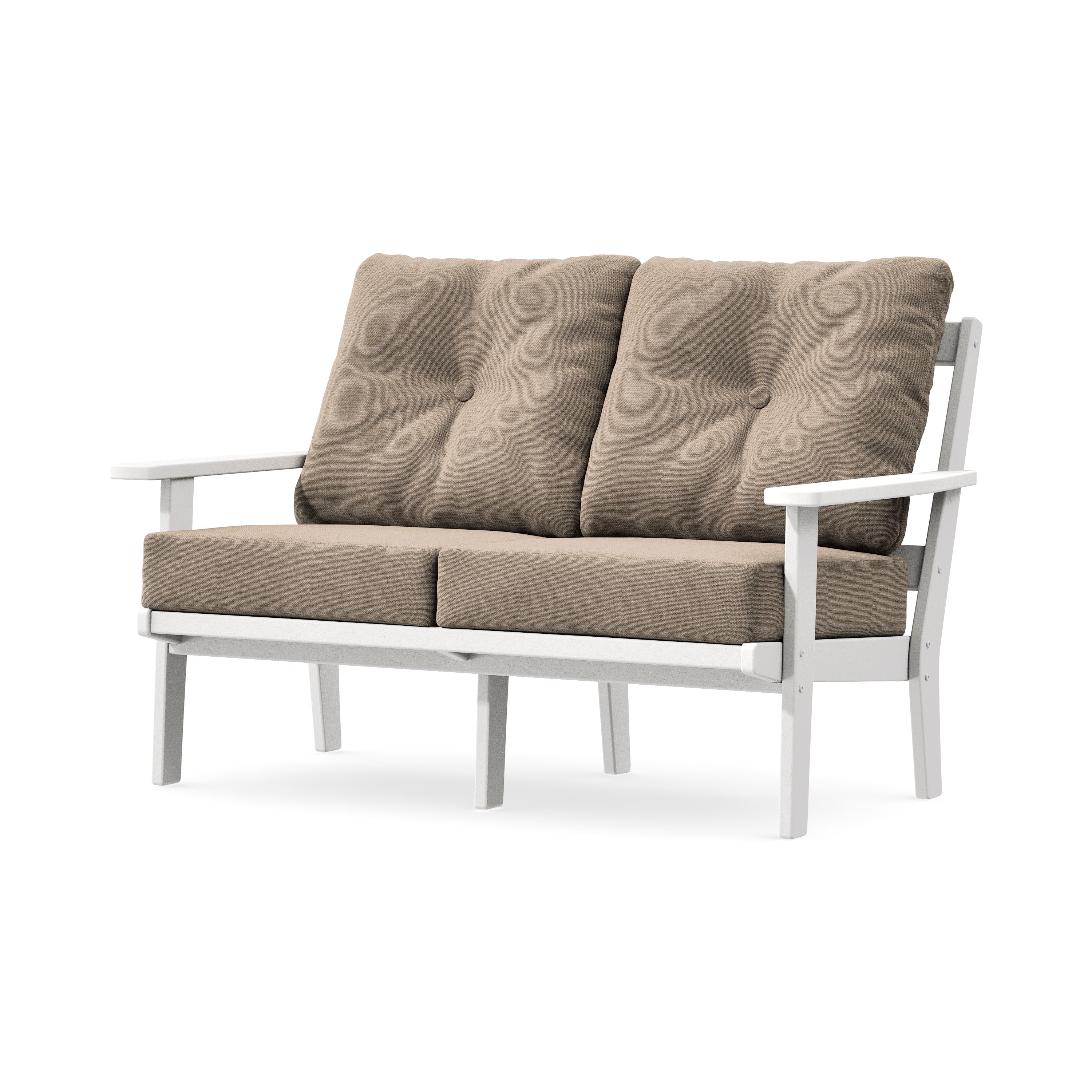 Prairie Deep SeatingLoveseat in White / Spiced Burlap