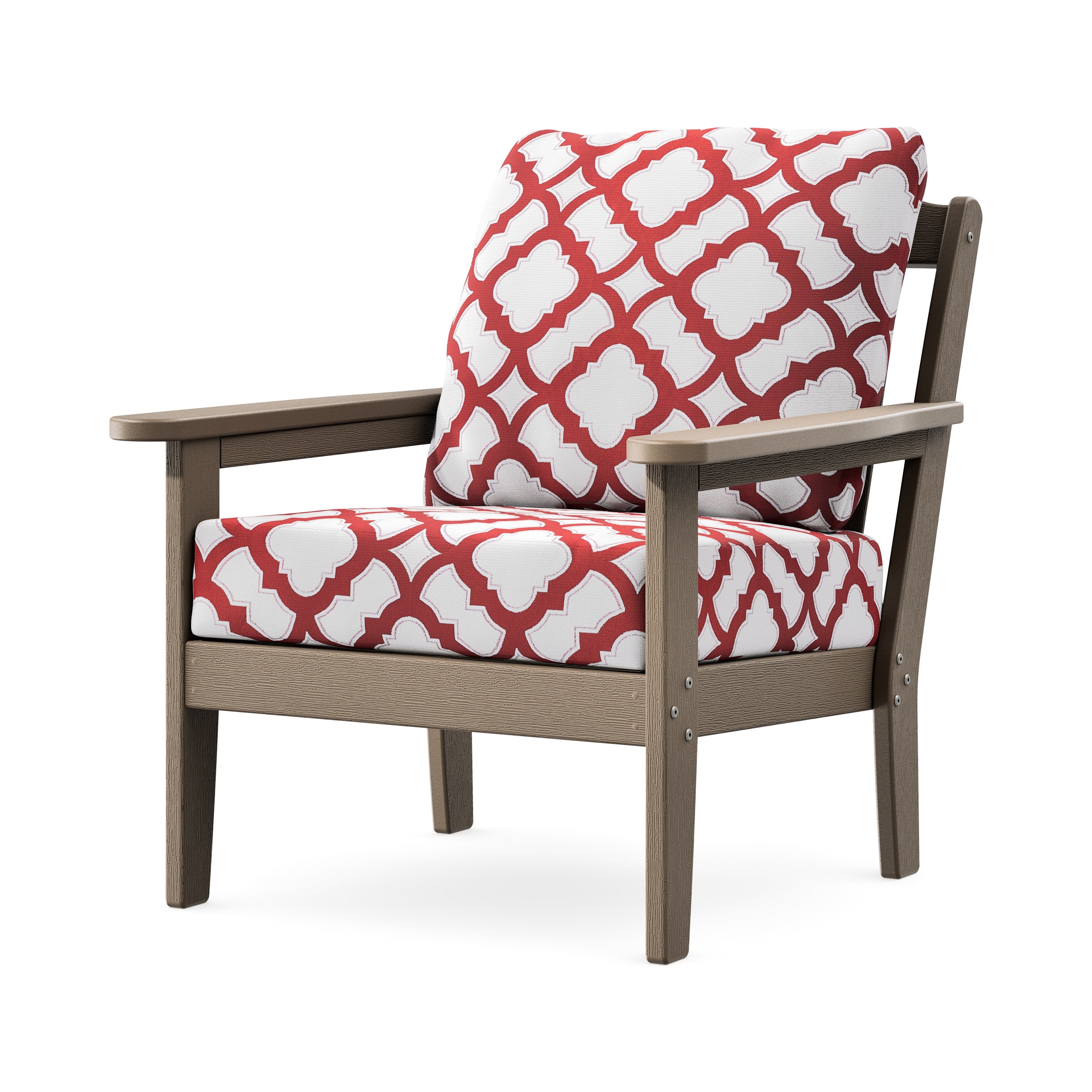 Cottage Deep Seating Chair in Vintage Sahara / Trellis Crimson