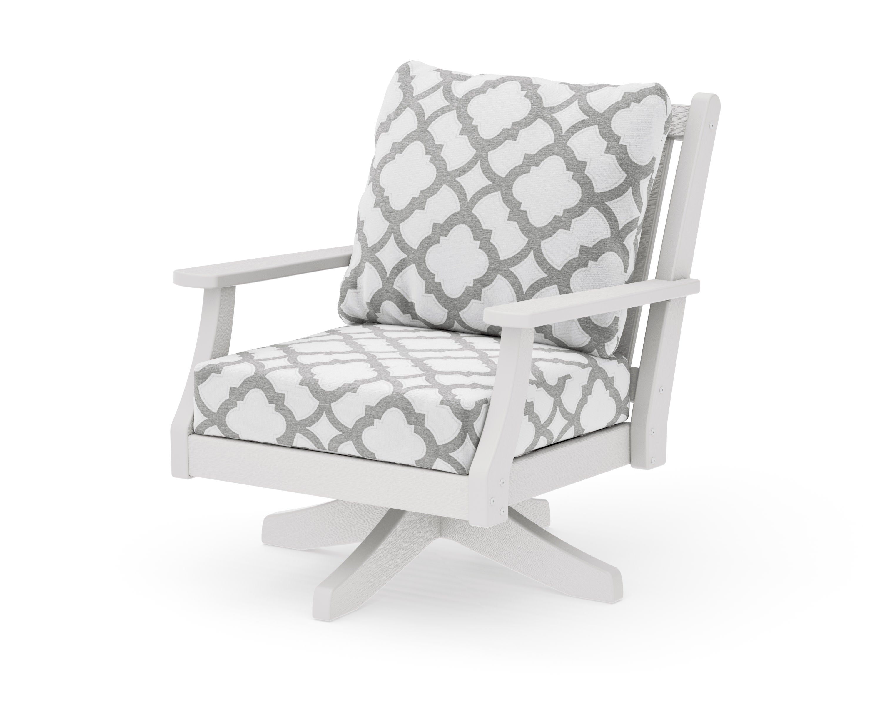 Wovendale Deep Seating Swivel Chair in Vintage White / Trellis Grey Mist