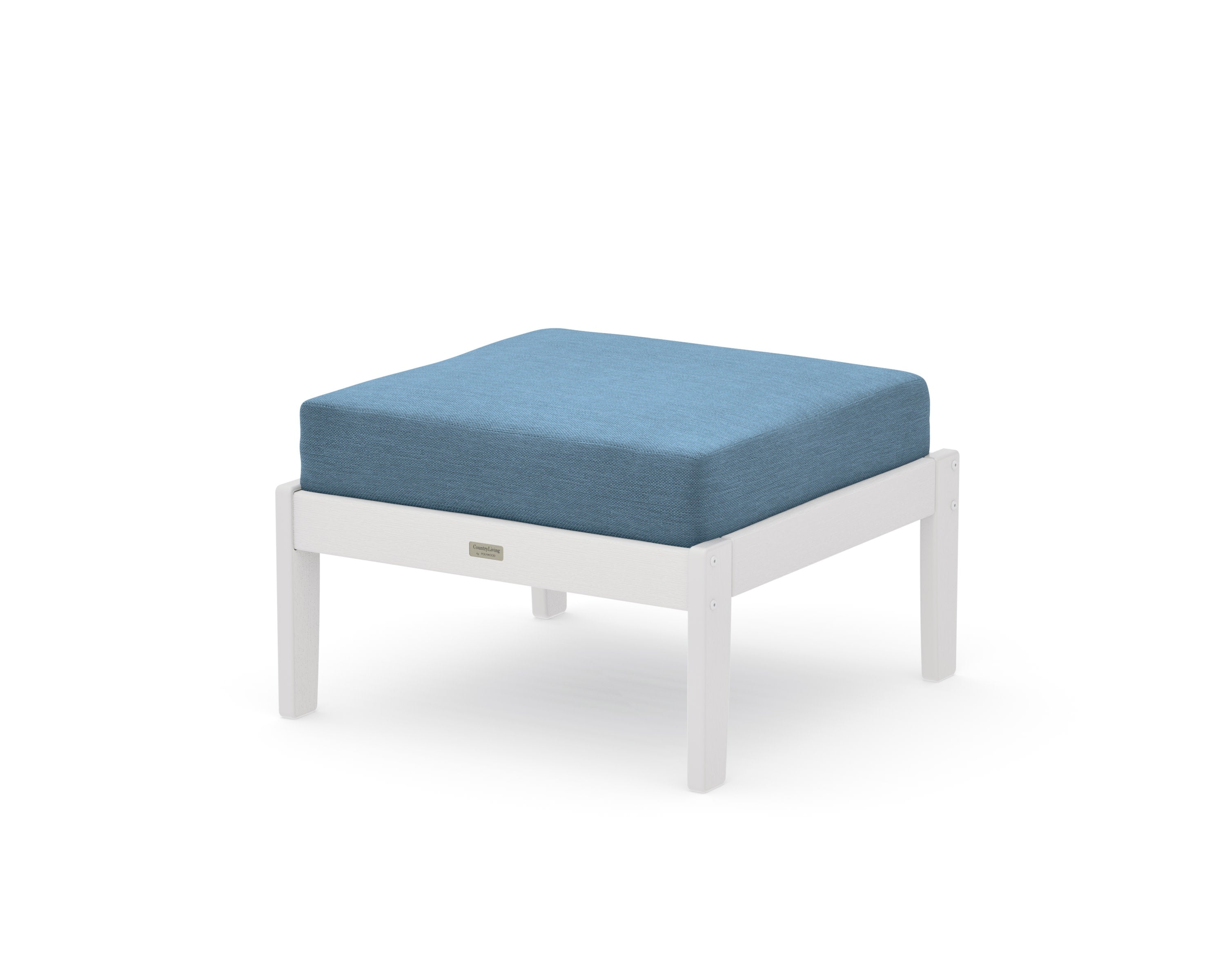 Cottage Deep Seating Ottoman in Vintage White / Sky Blue