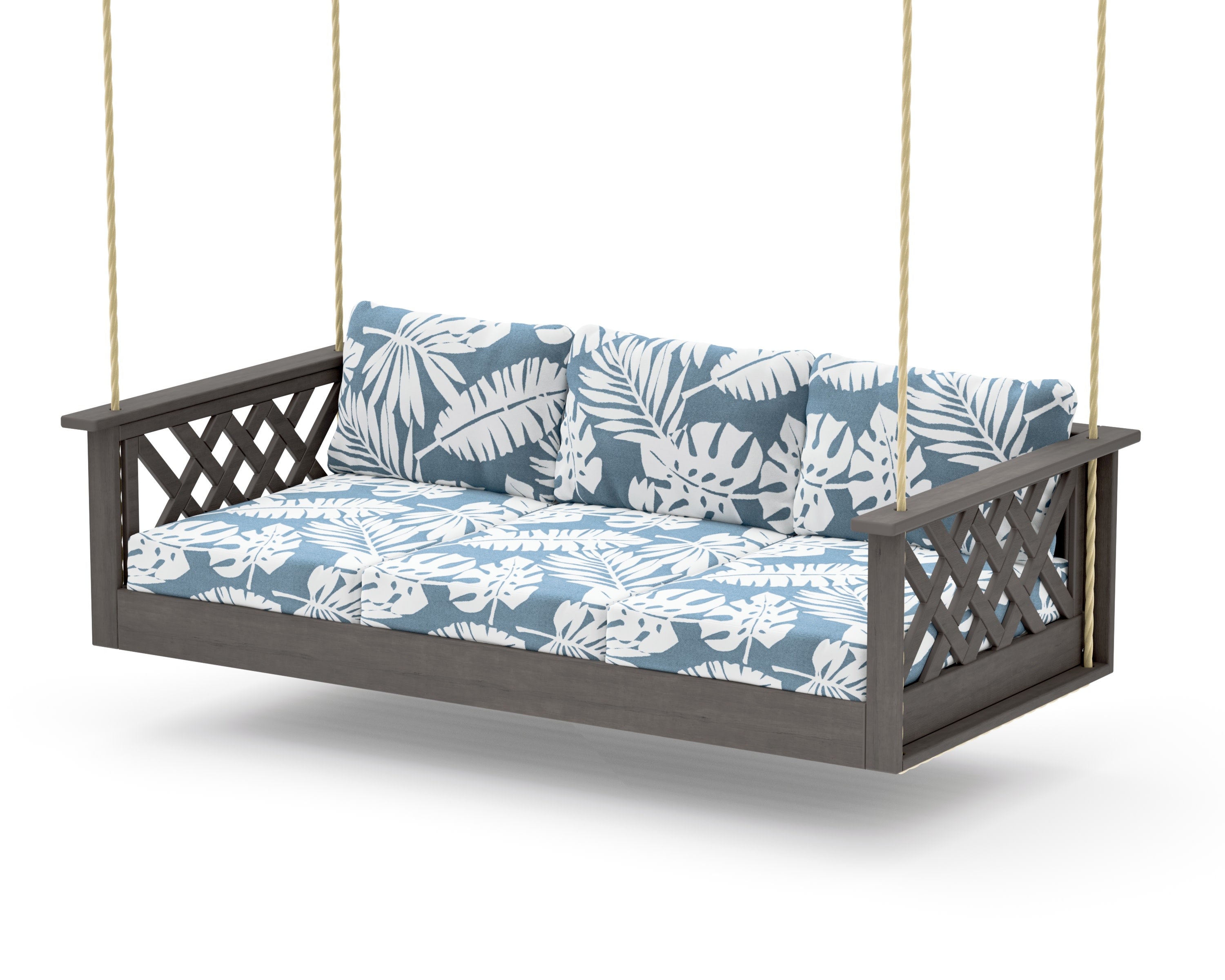 Wovendale Daybed Swing in Driftwood / Leaf Sky Blue