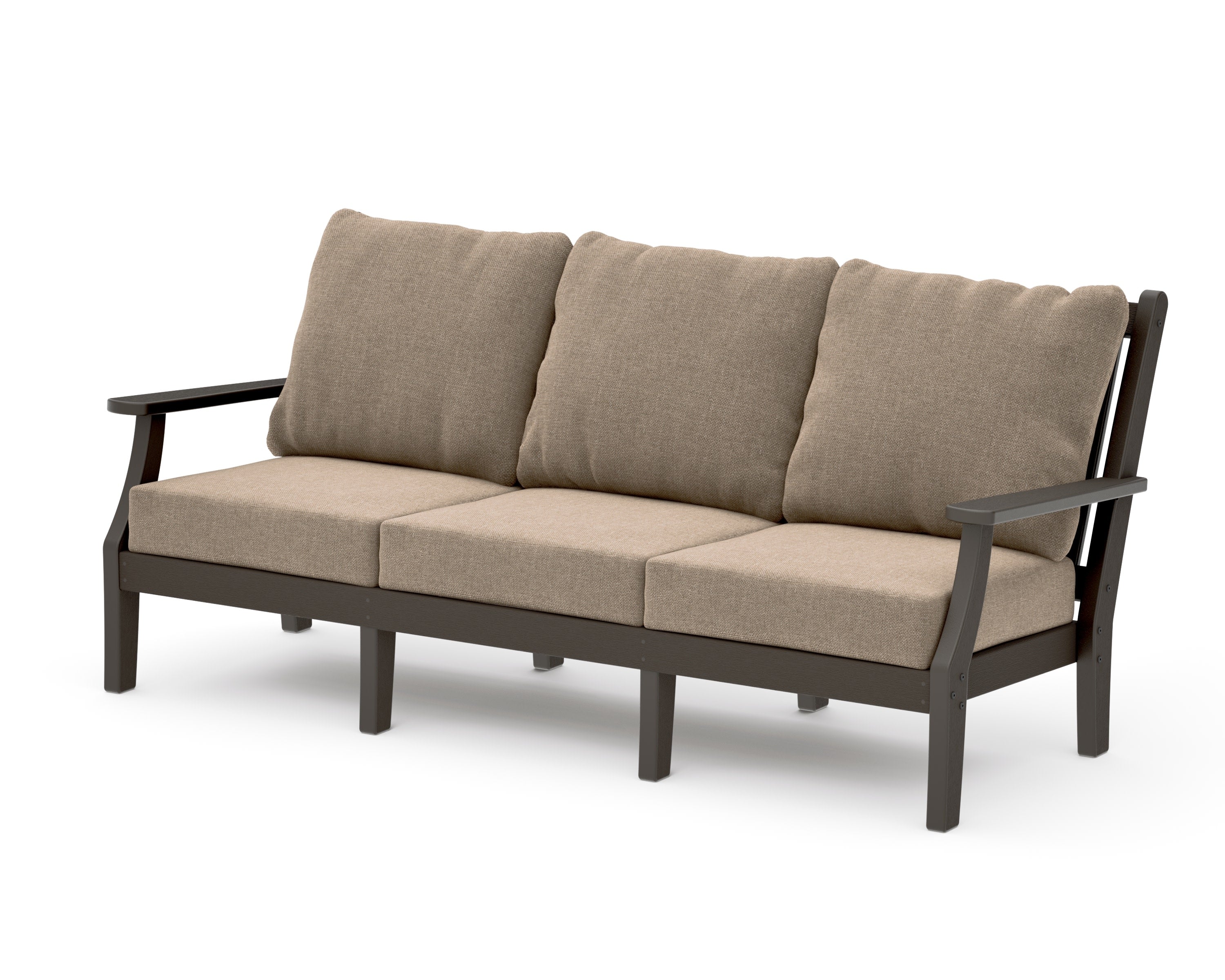 Wovendale Deep Seating Sofa in Vintage Coffee / Spiced Burlap
