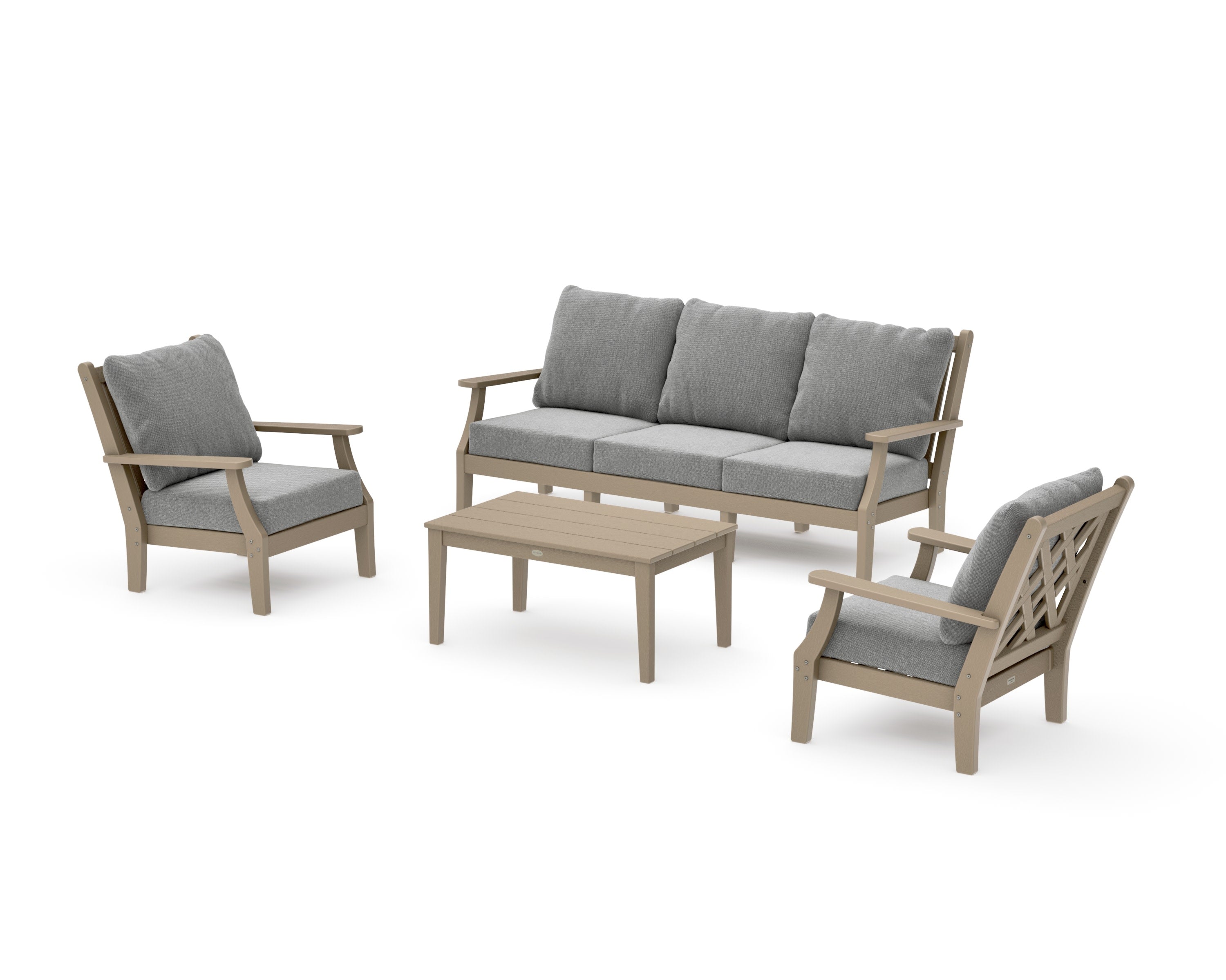 Wovendale 4-Piece Deep Seating Set with Sofa in Vintage Sahara / Grey Mist