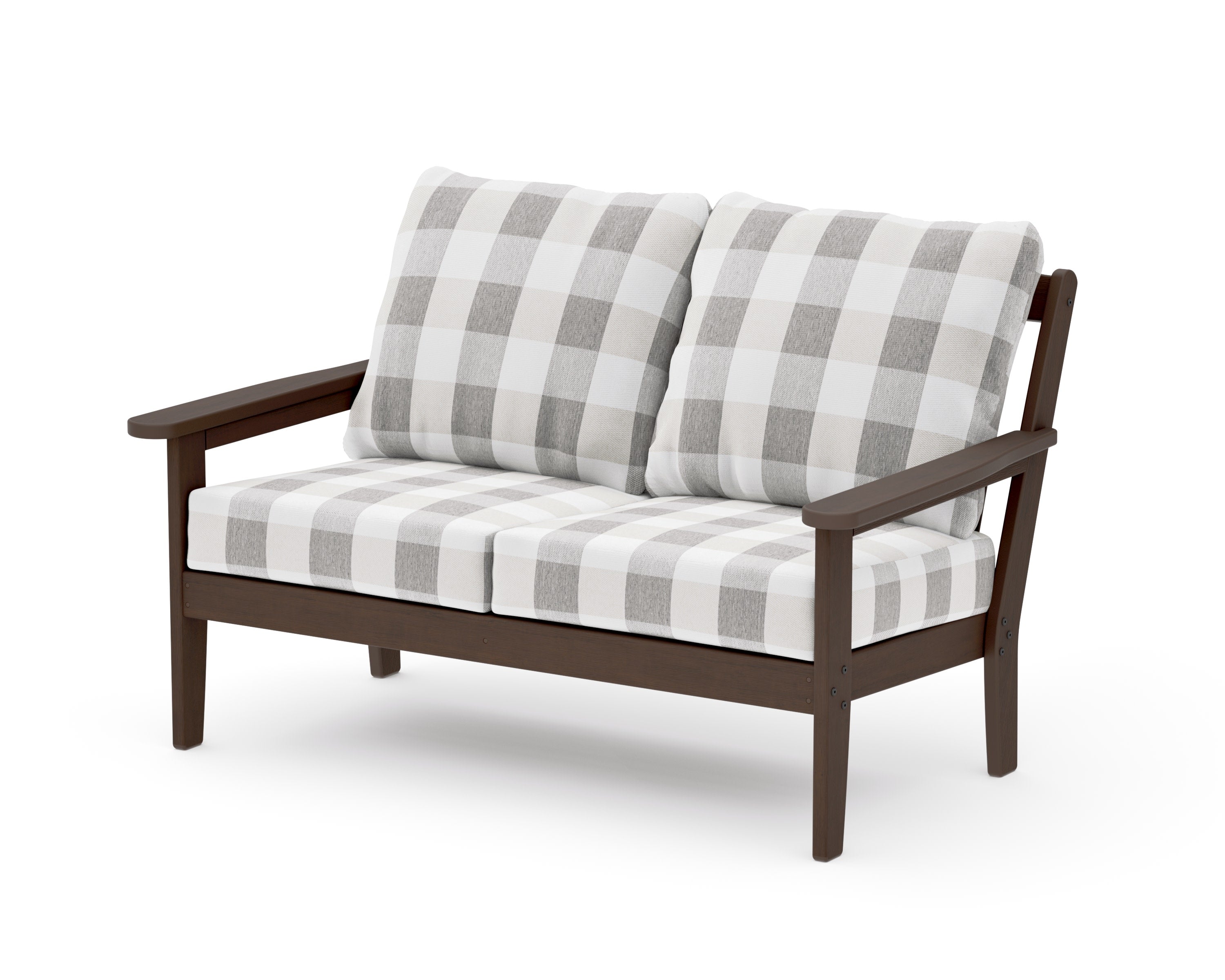 Cottage Deep Seating Loveseat in Kona / Buffalo Plaid Grey Mist