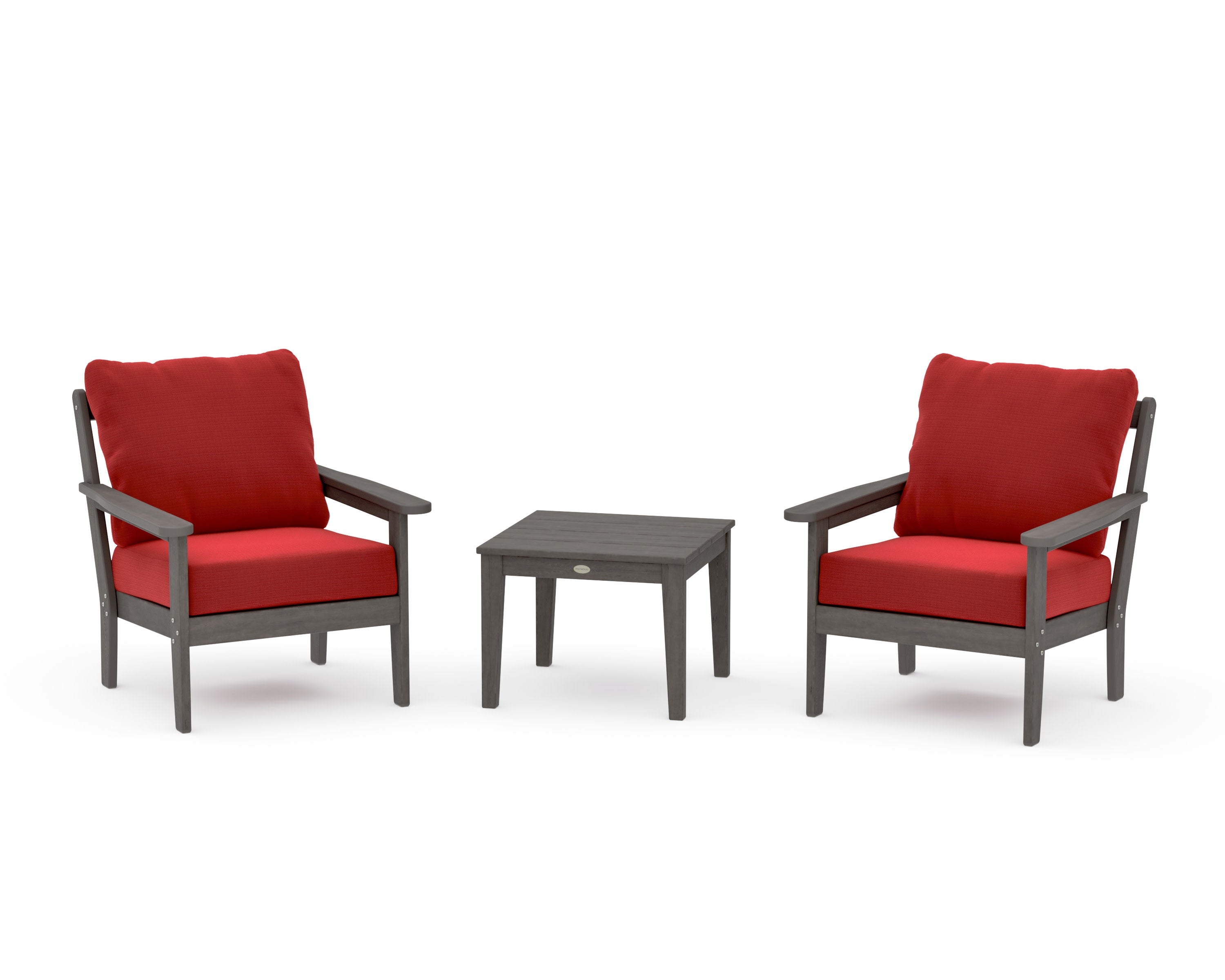 Cottage 3-Piece Deep Seating Set in Driftwood / Crimson Linen