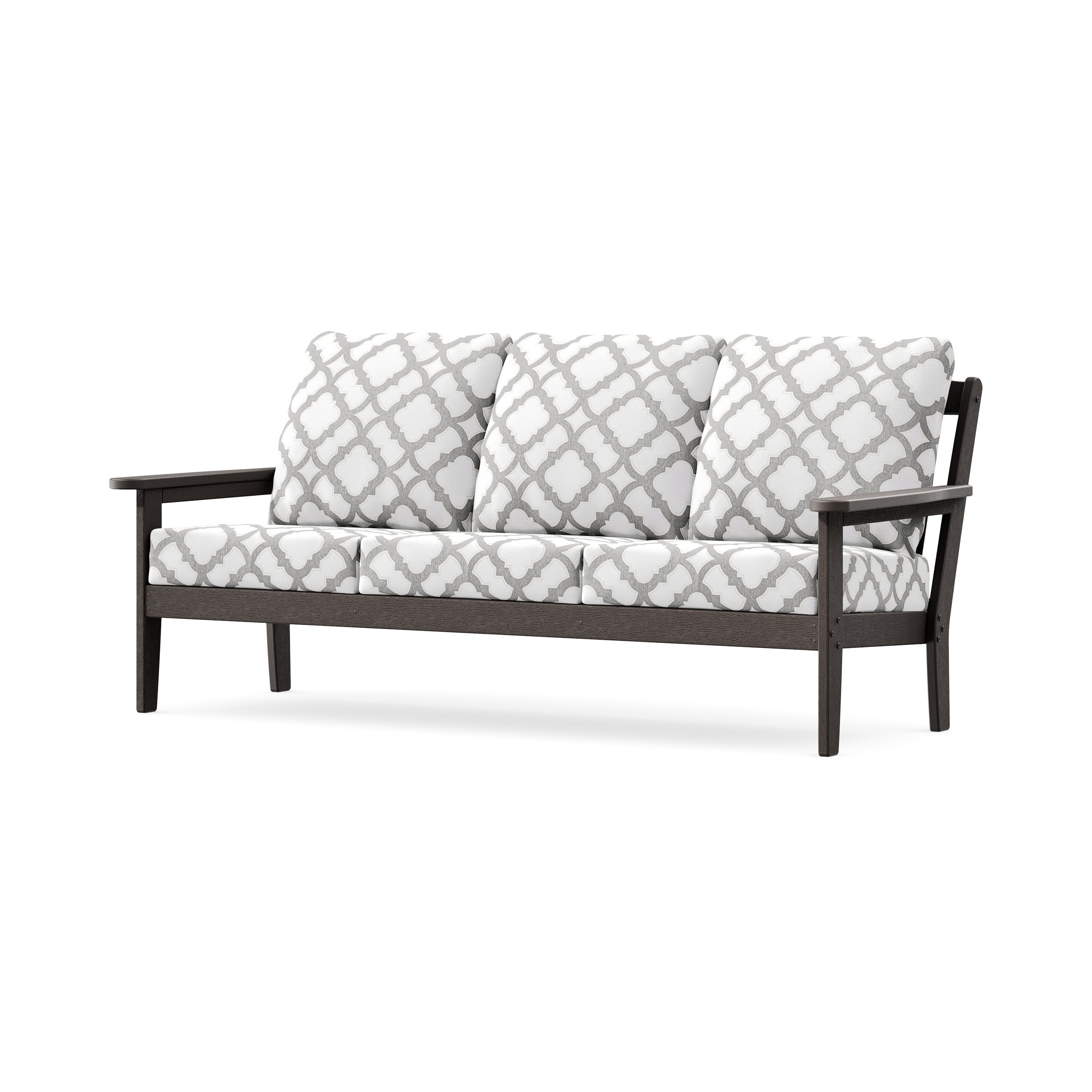 Cottage Deep Seating Sofa in Vintage Coffee / Trellis Grey Mist