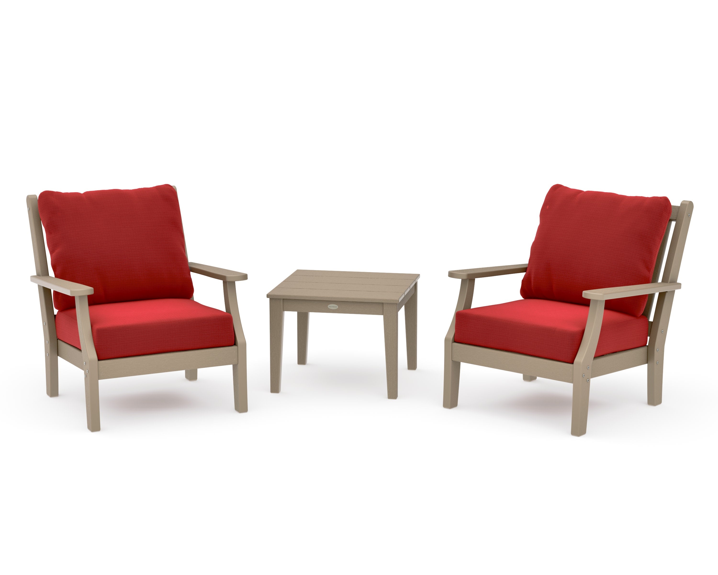 Wovendale 3-Piece Deep Seating Set in Vintage Sahara / Crimson Linen