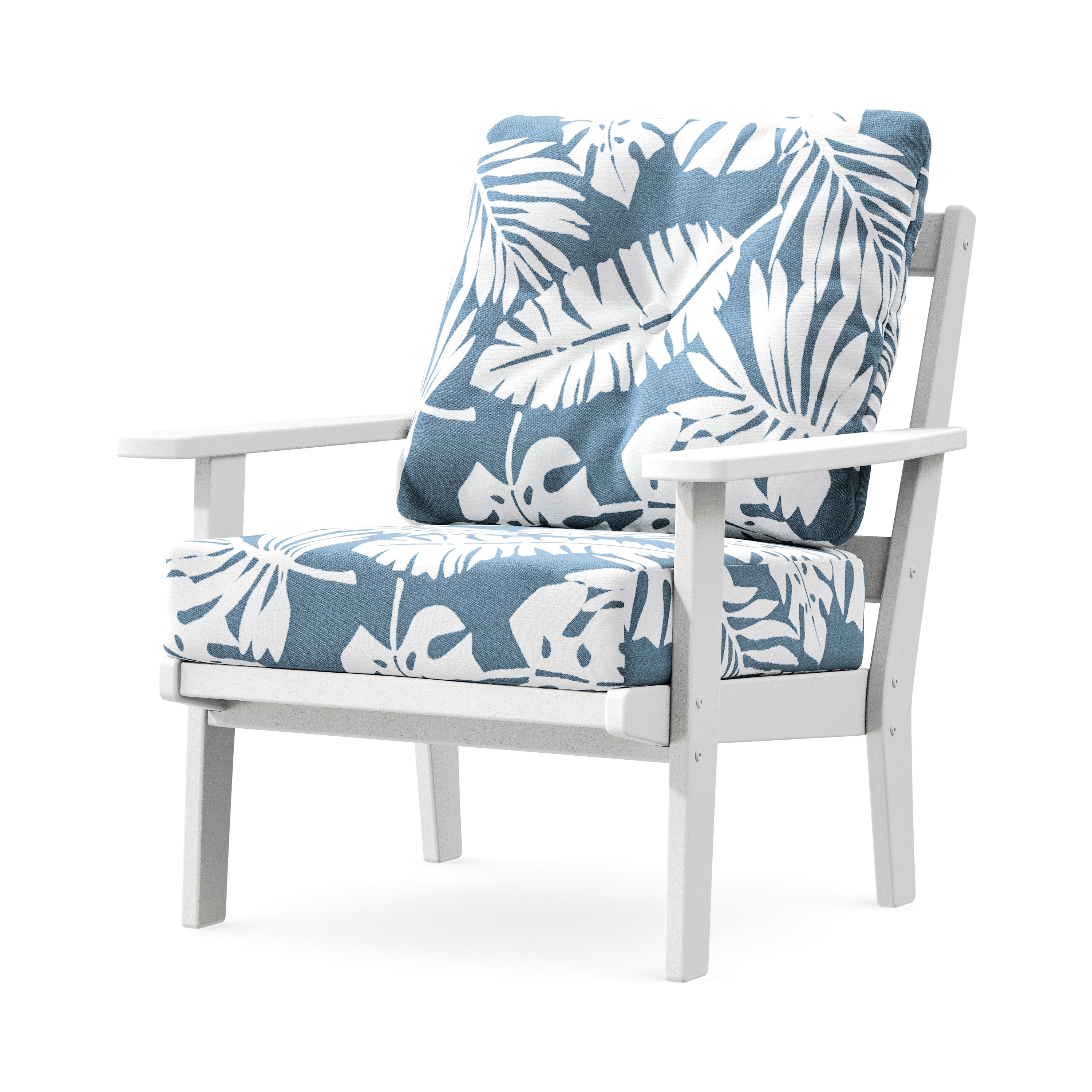 Prairie Deep Seating Chair in White / Leaf Sky Blue