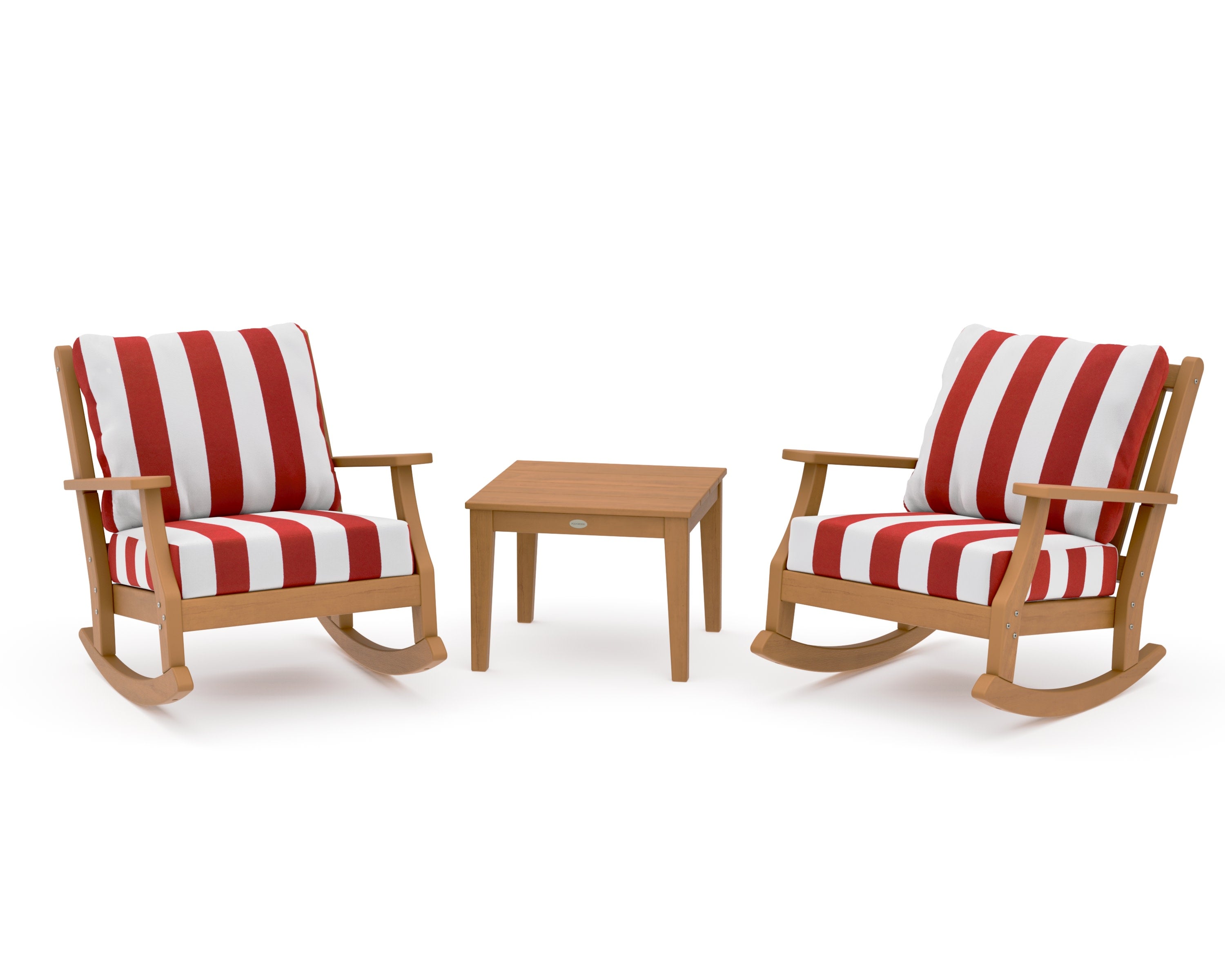 Wovendale 3-Piece Deep Seating Rocker Set in Natural / Cabana Stripe Crimson