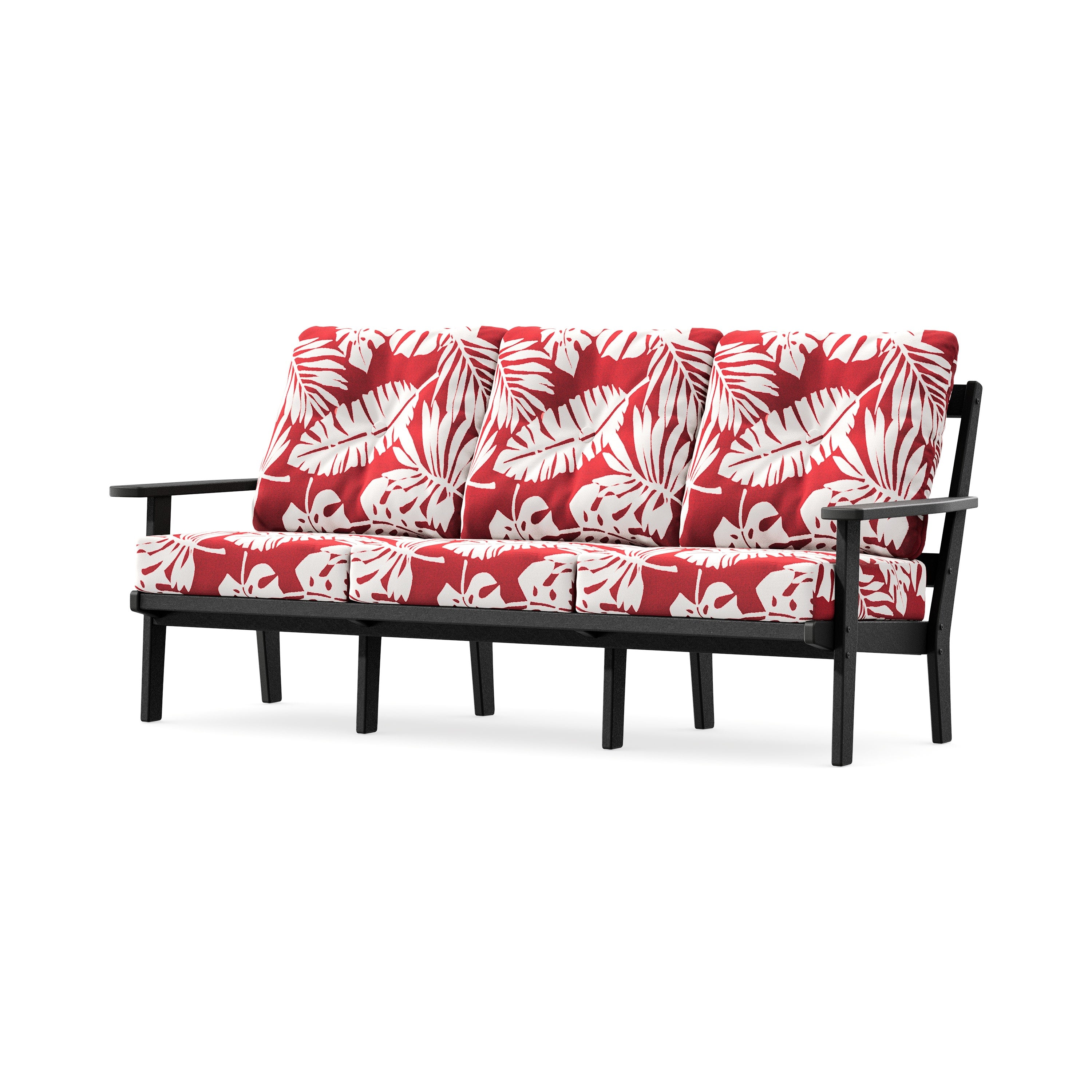 PrairieDeep Seating Sofa in Black / Leaf Crimson
