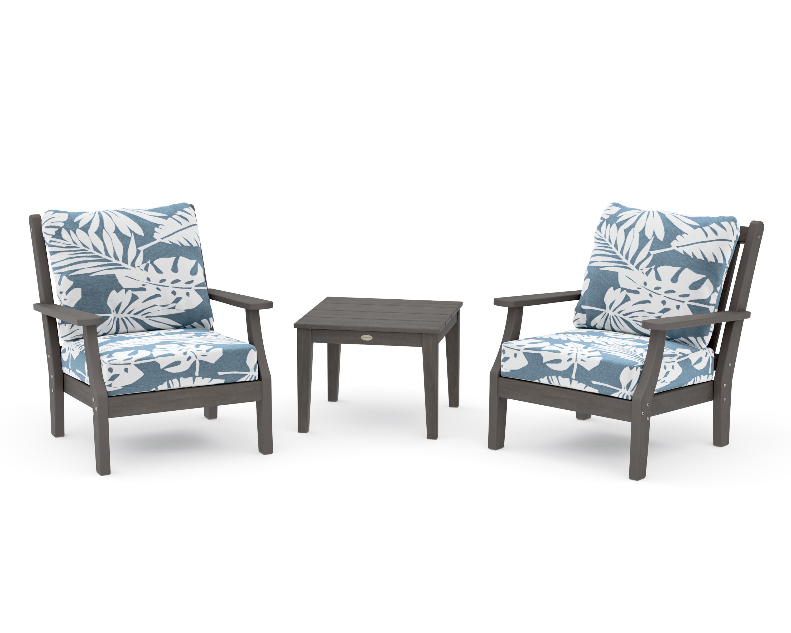 Wovendale 3-Piece Deep Seating Set in Driftwood / Leaf Sky Blue