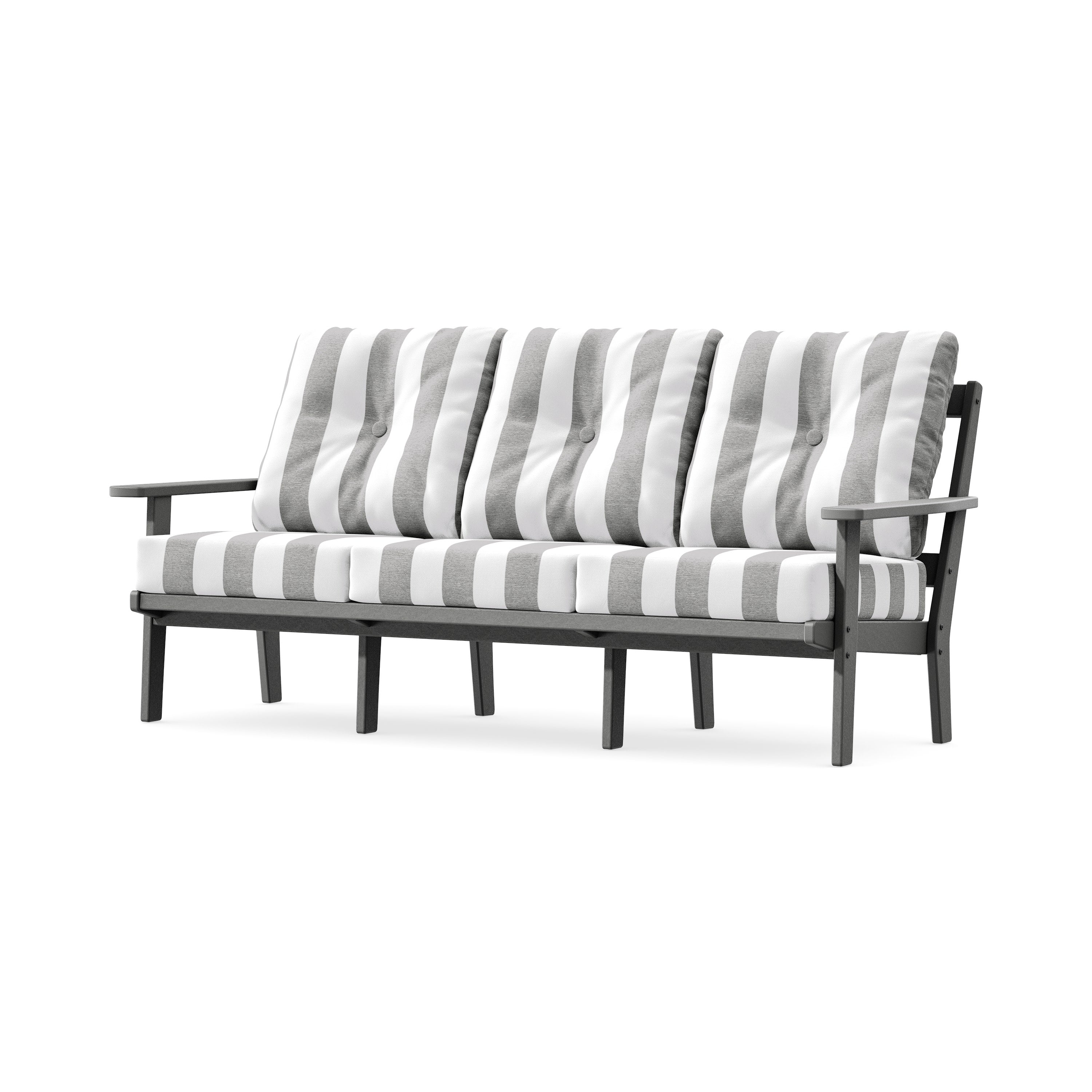 PrairieDeep Seating Sofa in Slate Grey / Cabana Stripe Grey Mist