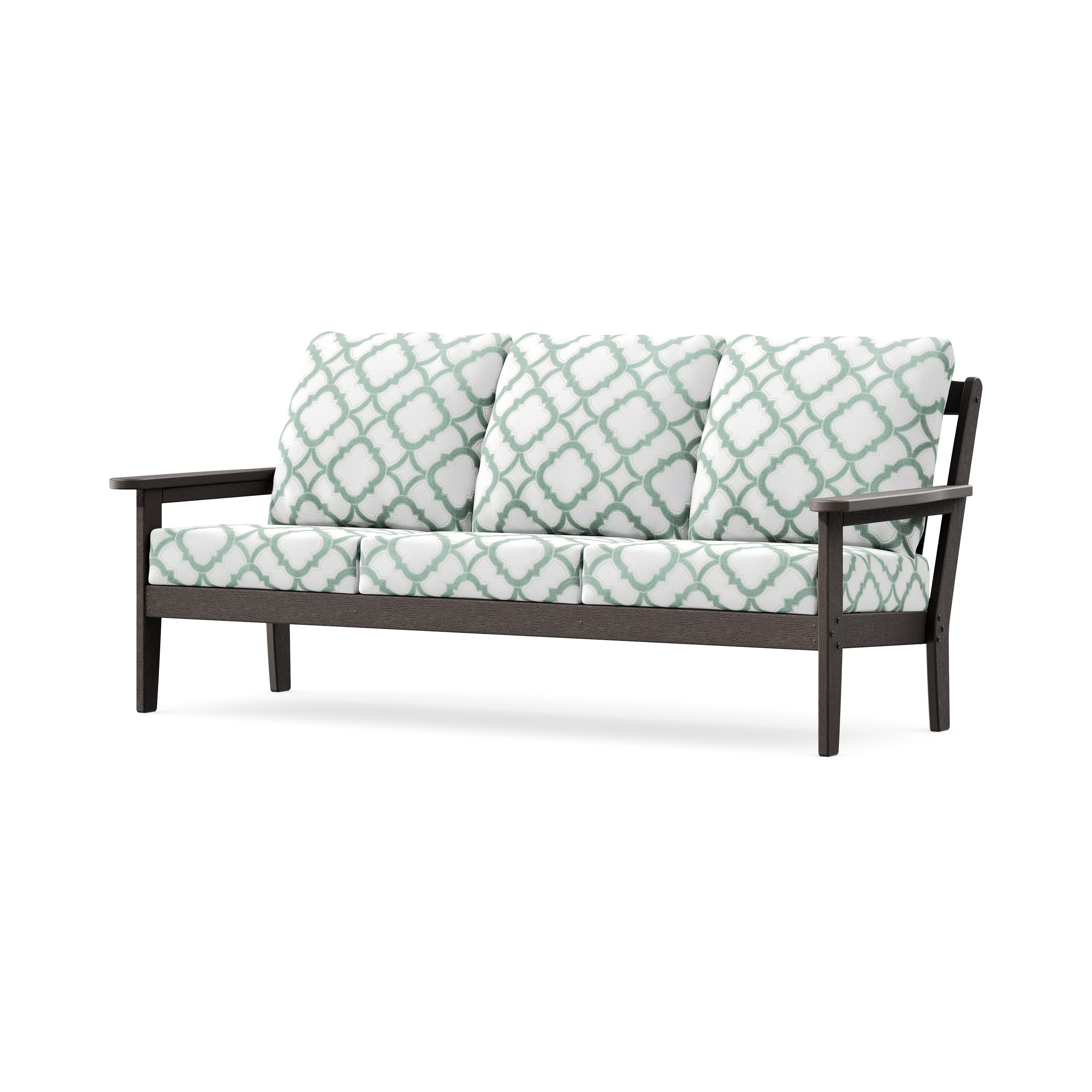 Cottage Deep Seating Sofa in Vintage Coffee / Trellis Glacier Spa