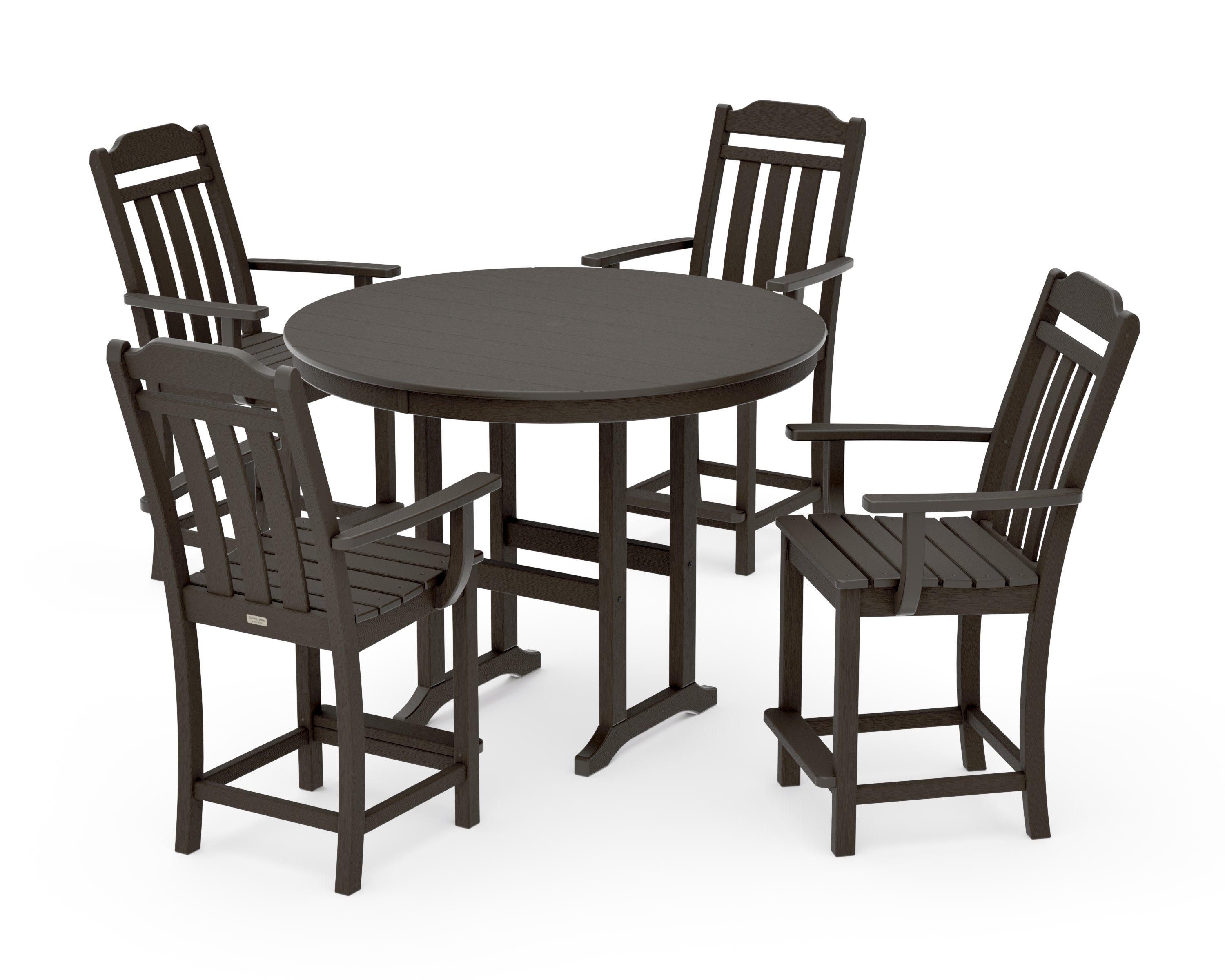 Cottage 5-Piece Round Farmhouse Counter Set in Vintage Coffee