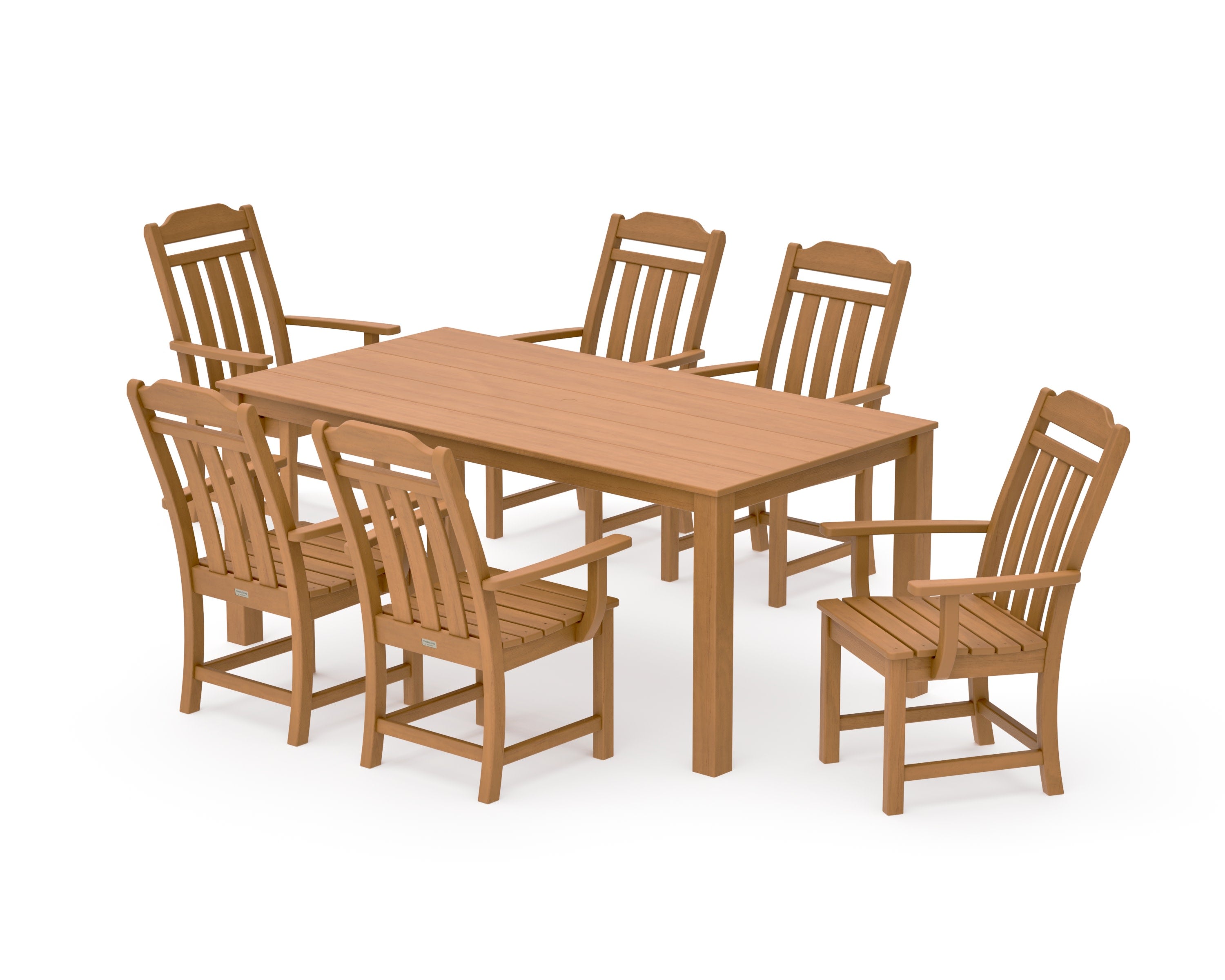 Cottage Arm Chair 7-Piece Parsons Dining Set in Natural