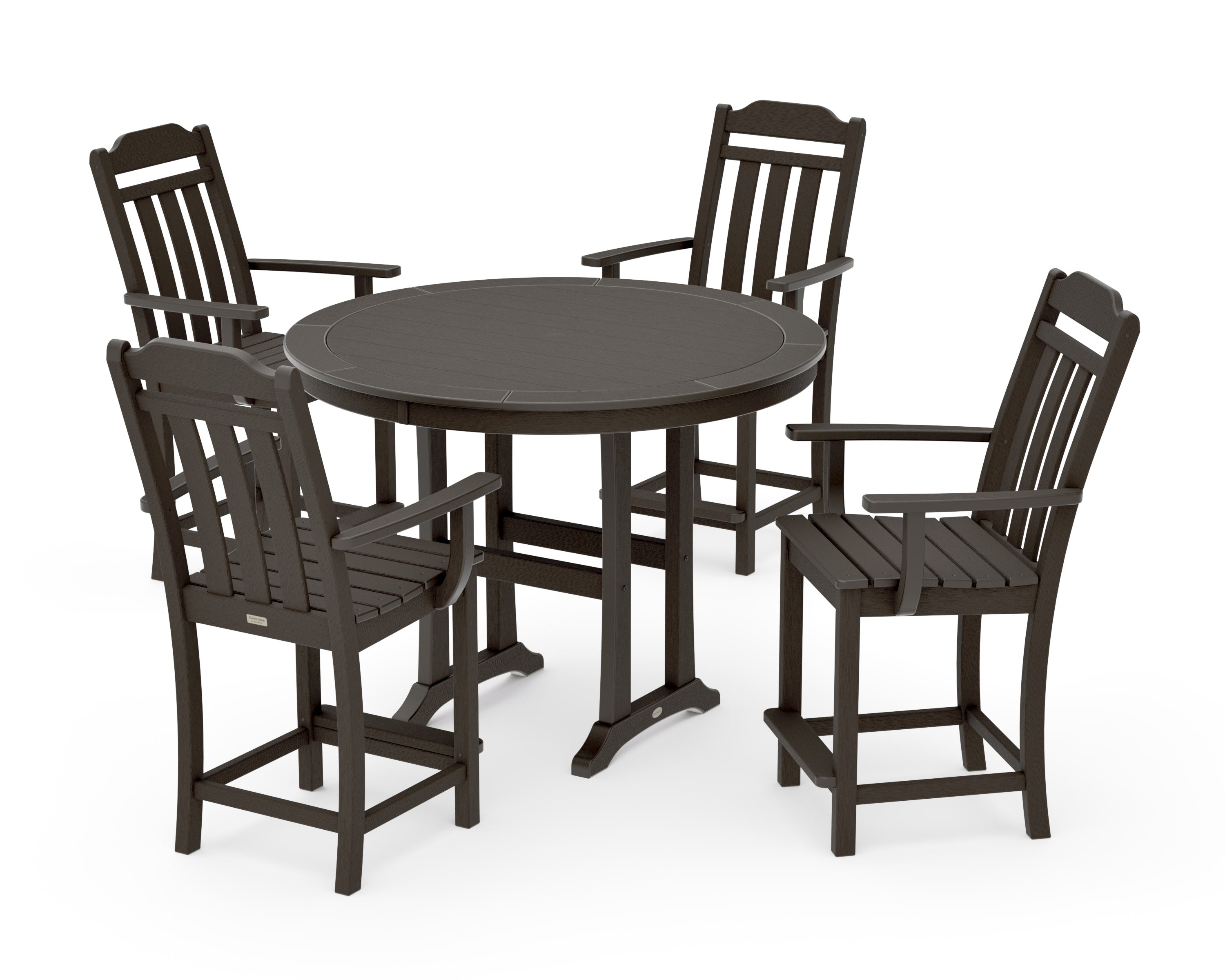 Cottage 5-Piece Round Counter Set in Vintage Coffee