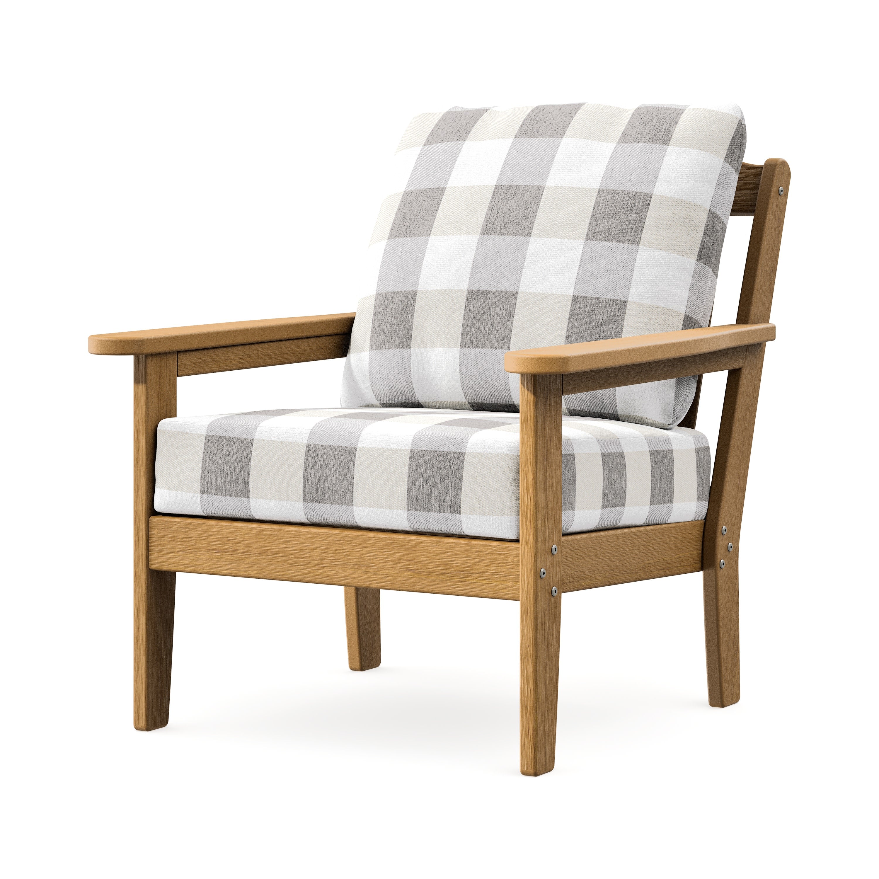 Cottage Deep Seating Chair in Natural / Buffalo Plaid Grey Mist