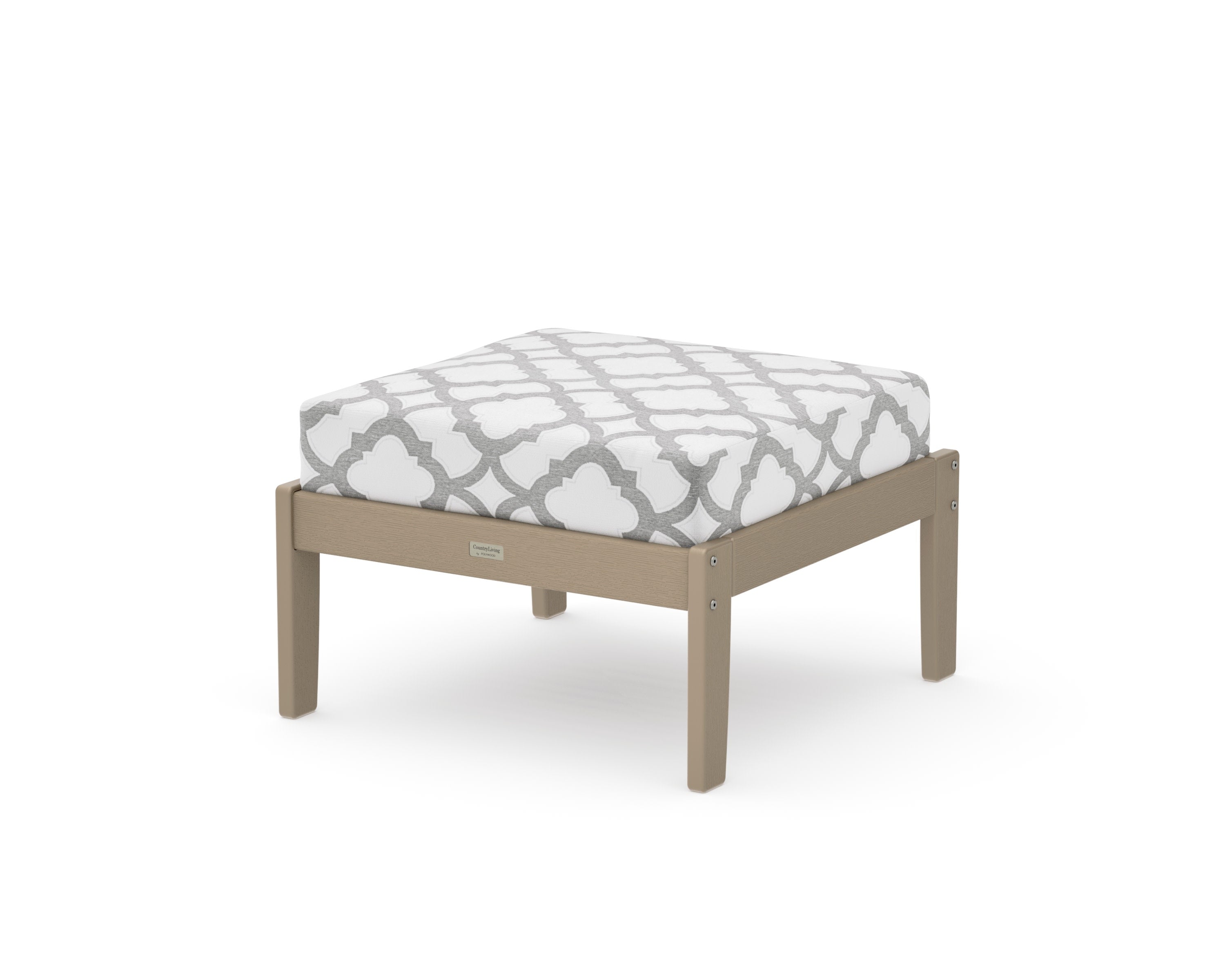 Cottage Deep Seating Ottoman in Vintage Sahara / Trellis Grey Mist