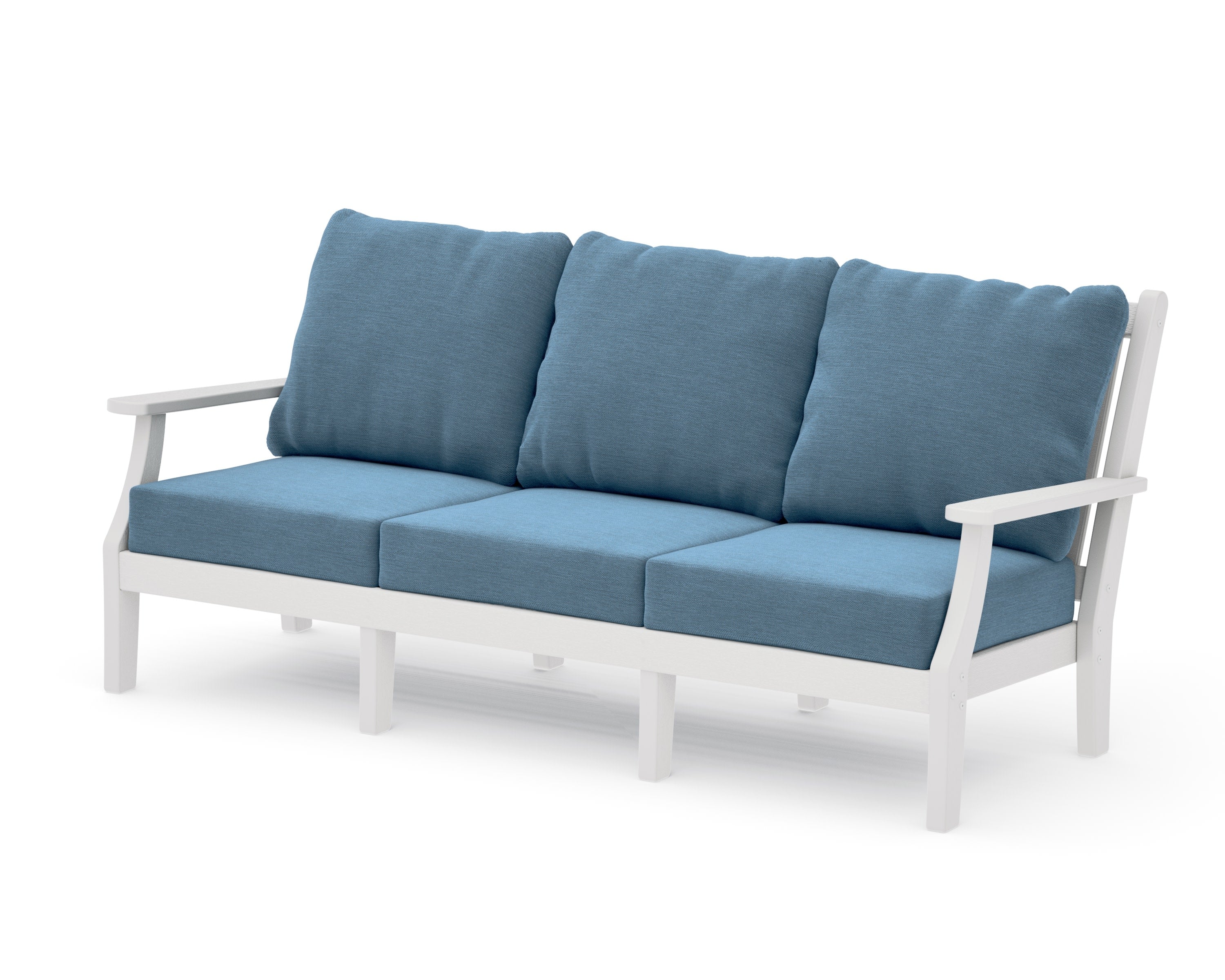Wovendale Deep Seating Sofa in Vintage White / Sky Blue