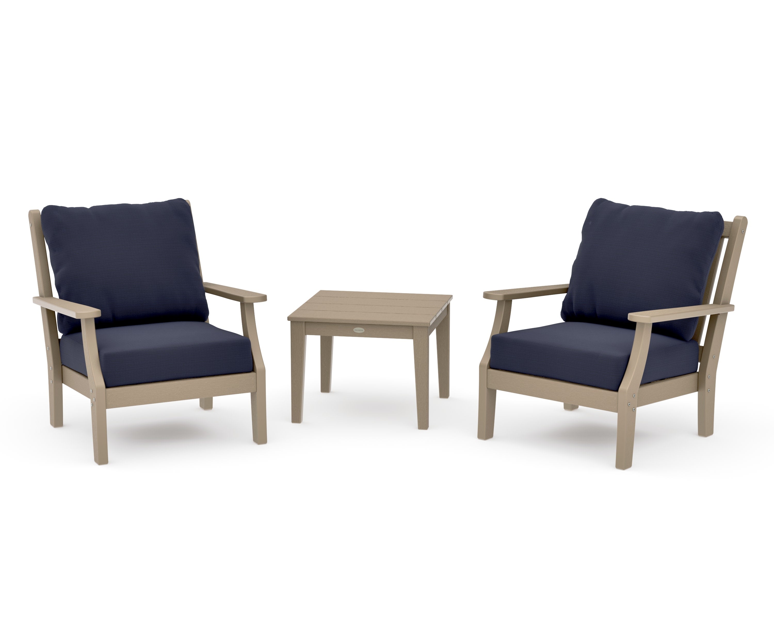 Wovendale 3-Piece Deep Seating Set in Vintage Sahara / Navy Linen