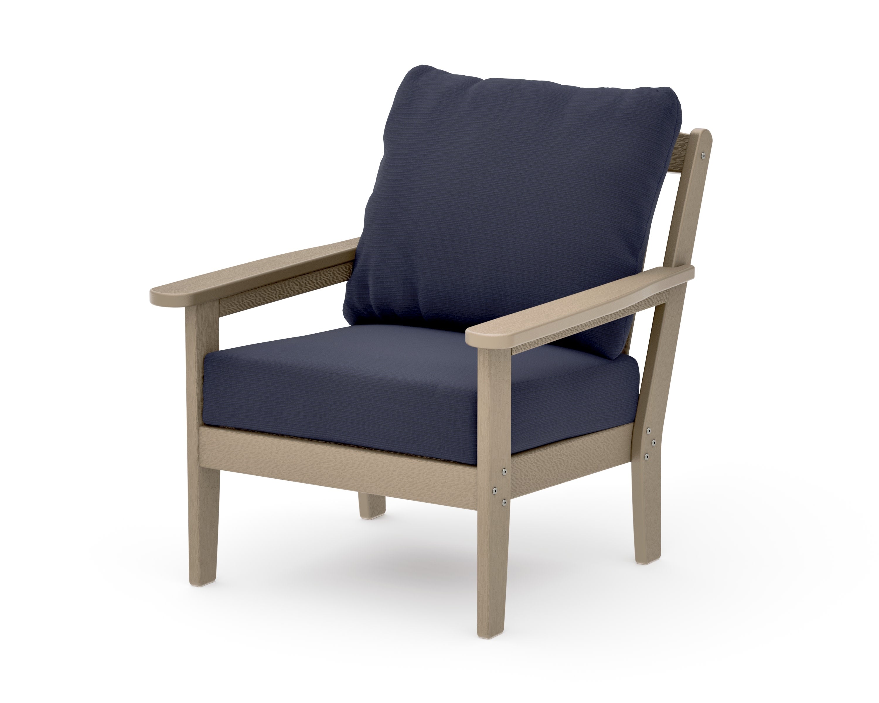 Cottage Deep Seating Chair in Vintage Sahara / Navy Linen