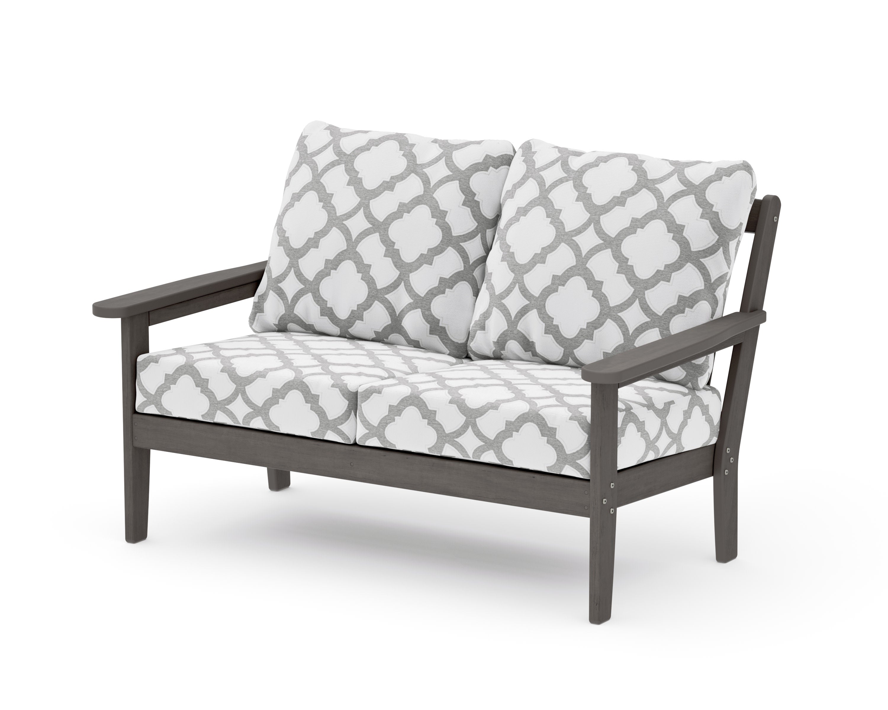 Cottage Deep Seating Loveseat in Driftwood / Trellis Grey Mist