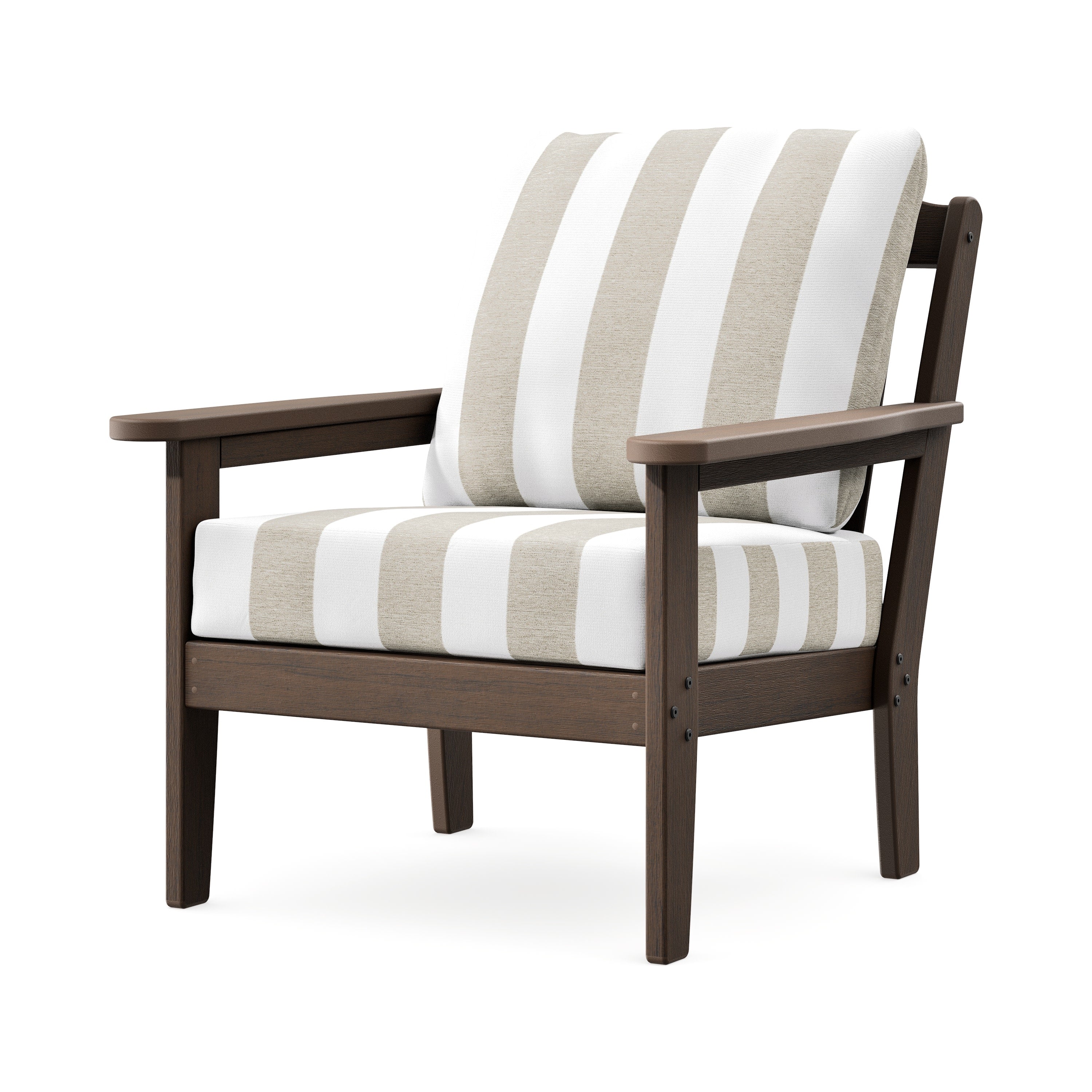 Cottage Deep Seating Chair in Kona / Cabana Stripe Dune Burlap