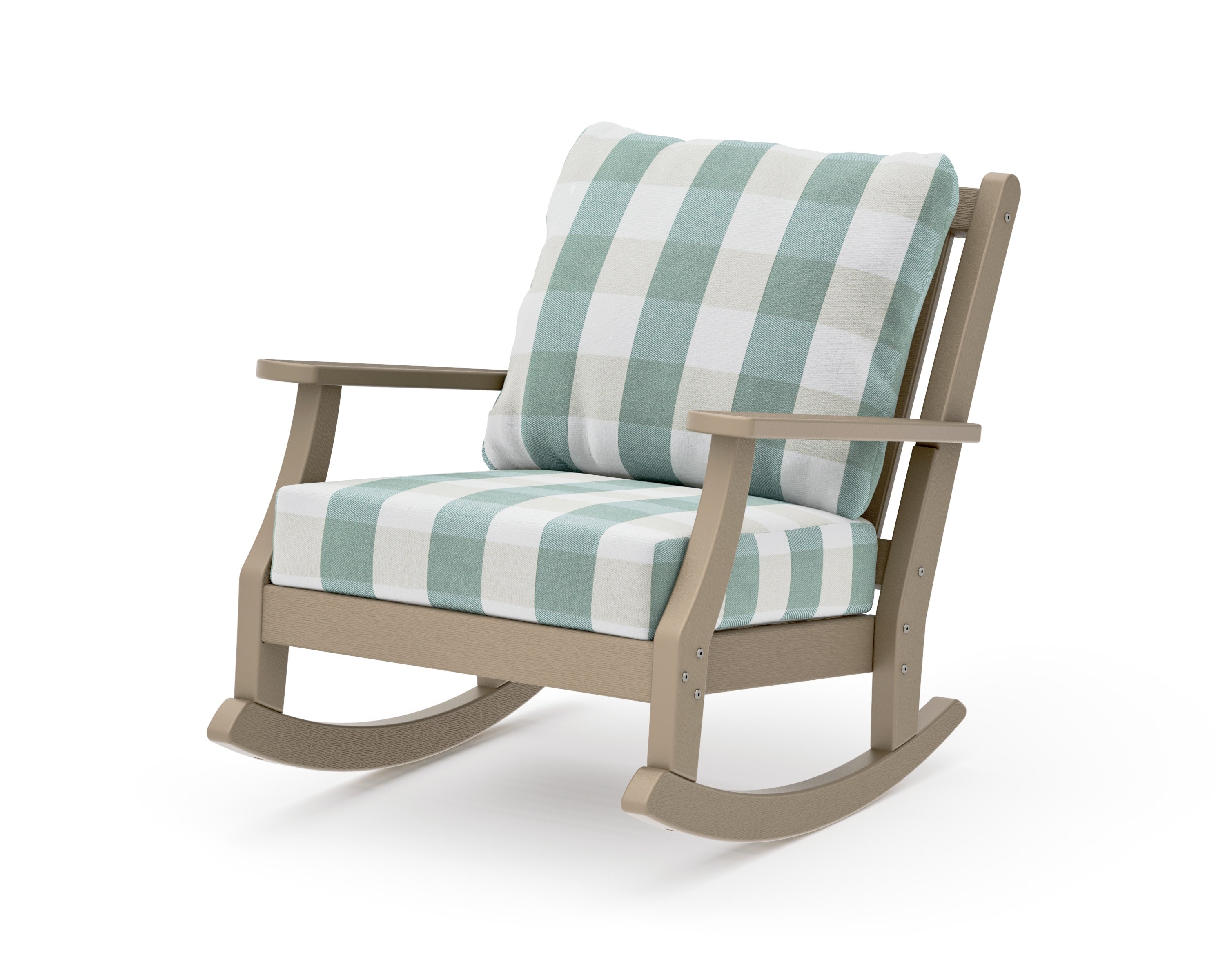 Wovendale Deep Seating Rocking Chair in Vintage Sahara / Buffalo Plaid Glacier Spa